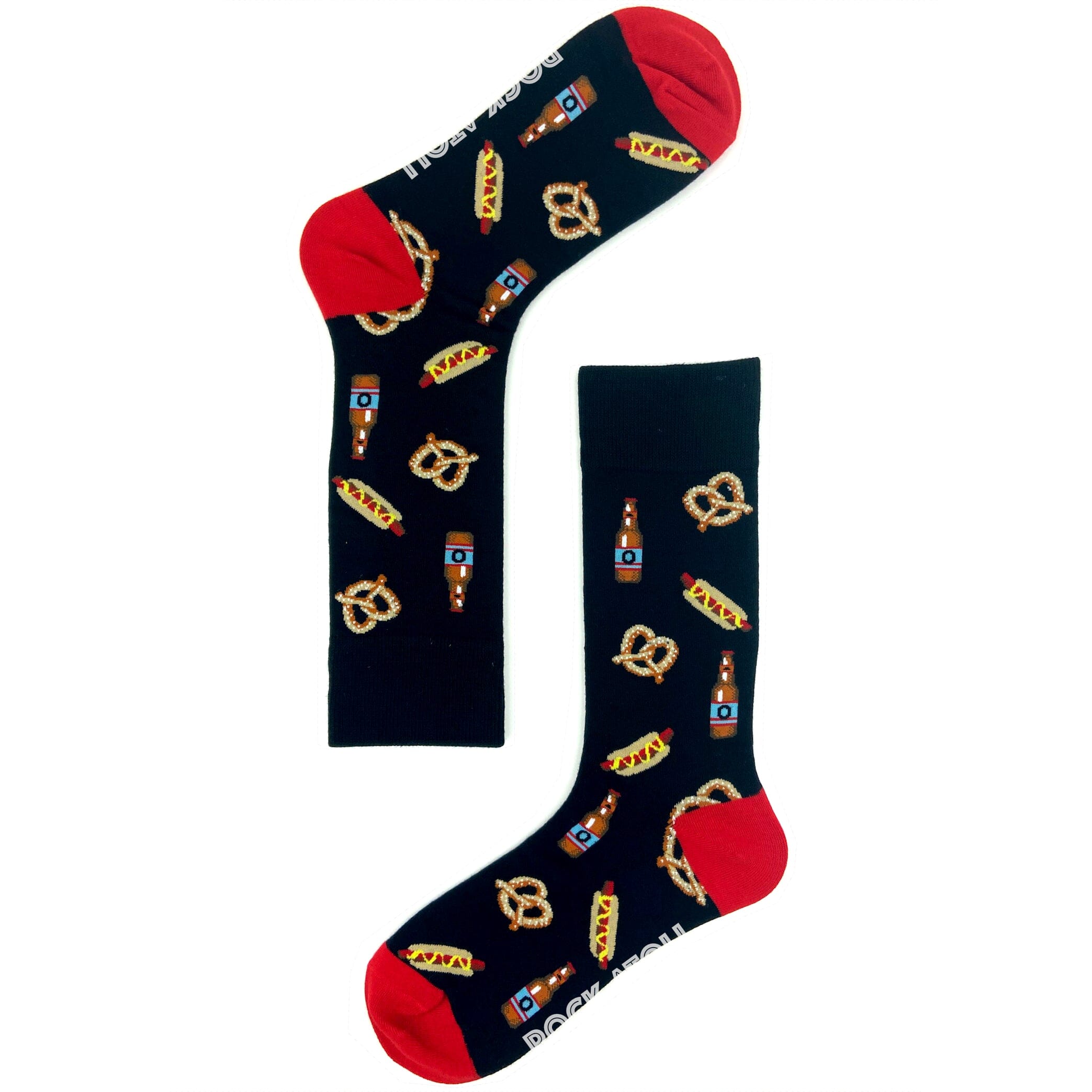Black Unisex Oktoberfest Pretzels & Beer Patterned Novelty Crew Socks