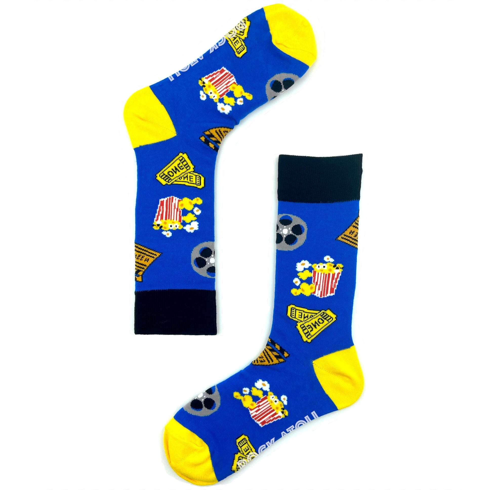 Bright Blue Unisex Movie Night Popcorn Patterned Novelty Crew Socks