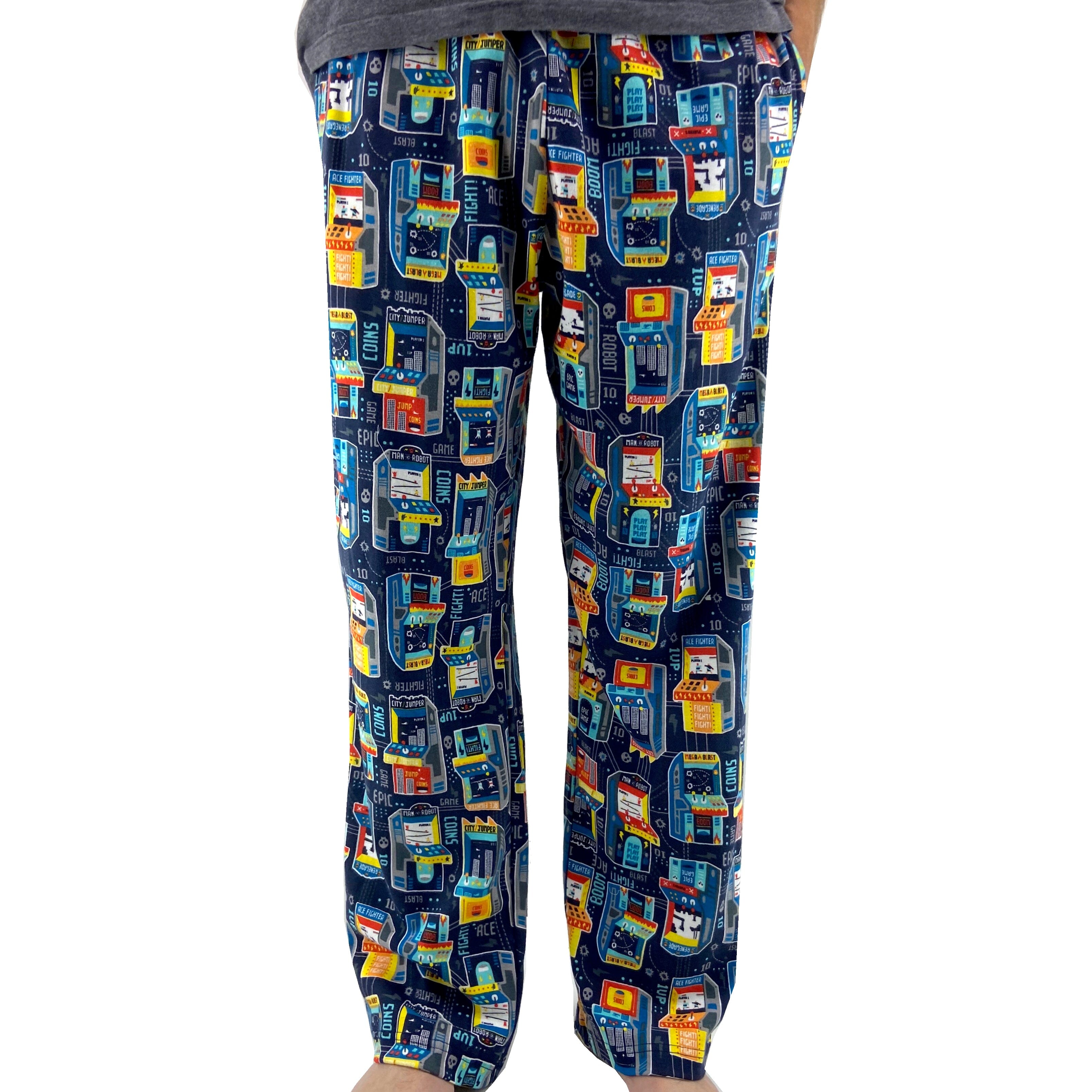 Men's Retro Arcade Machine Coin-Op Cabinet Print Pajama Lounge Pants