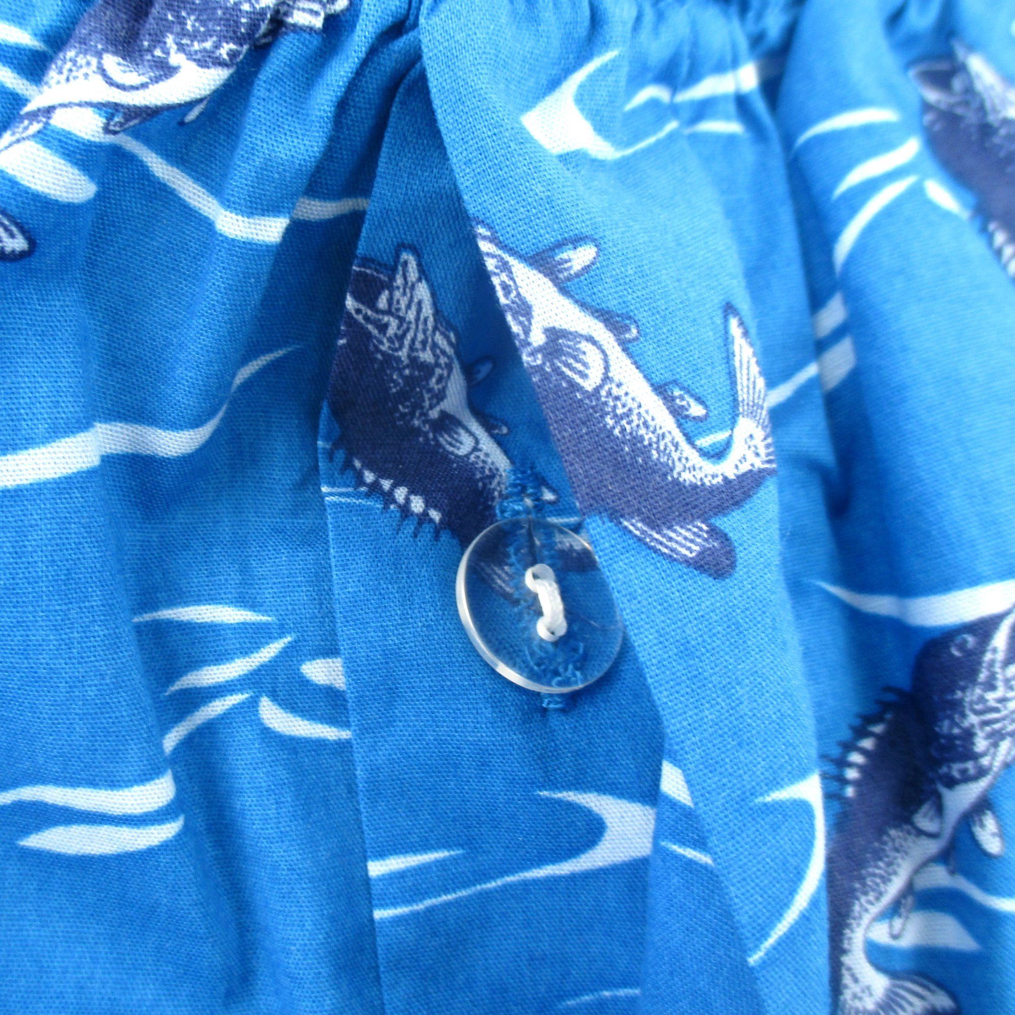 Men's Bright Blue Boxer Shorts with Fishes All Over Print