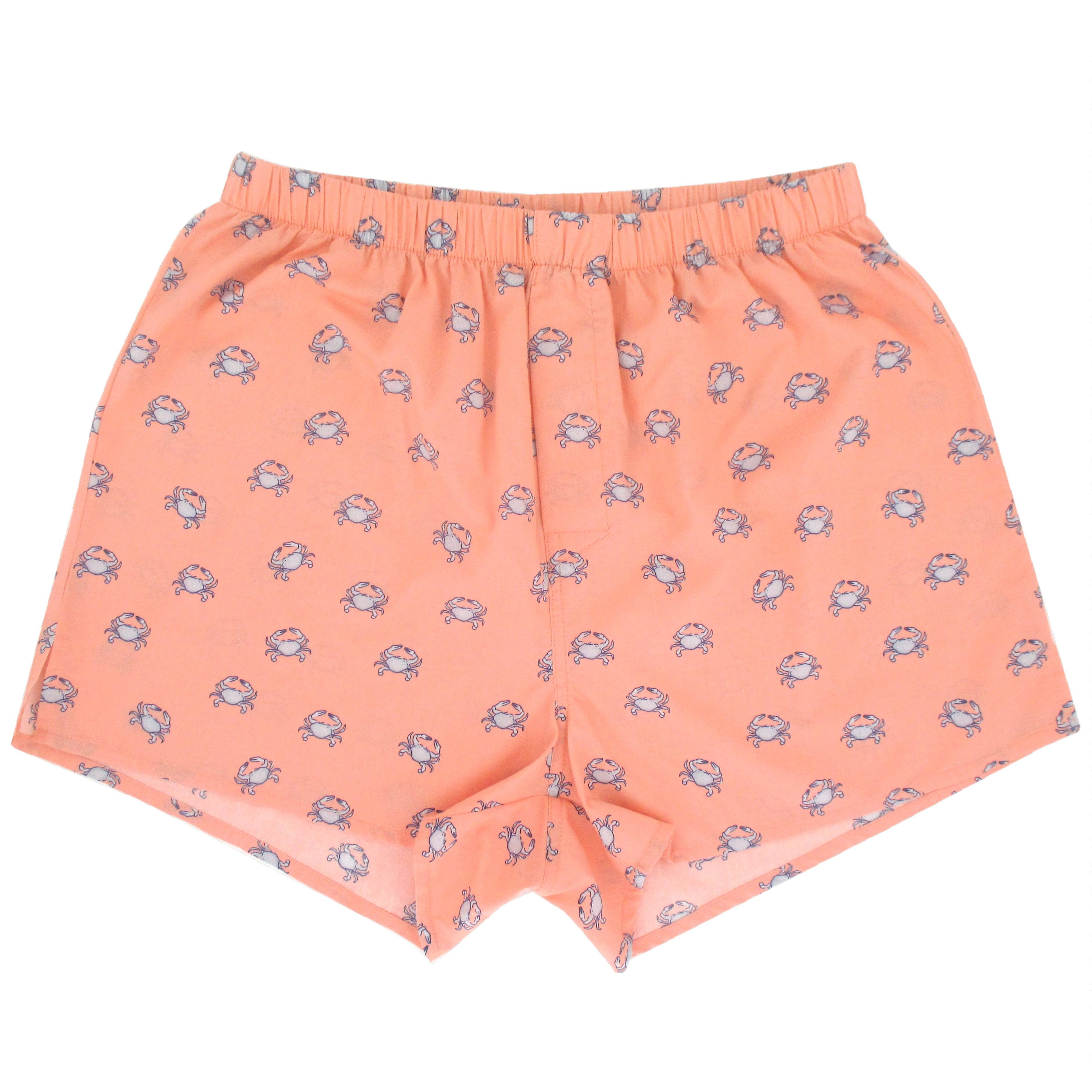 Blue Crab All Over Print Sea Creatures Themed Boxer Shorts in Orange