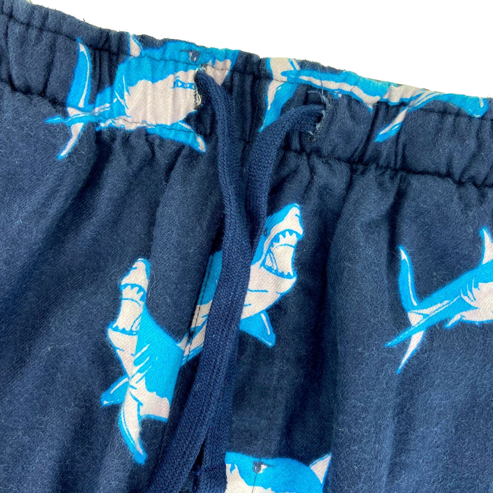 Men's Great White Shark Patterned Woven Cotton Long PJ Pajama Pants