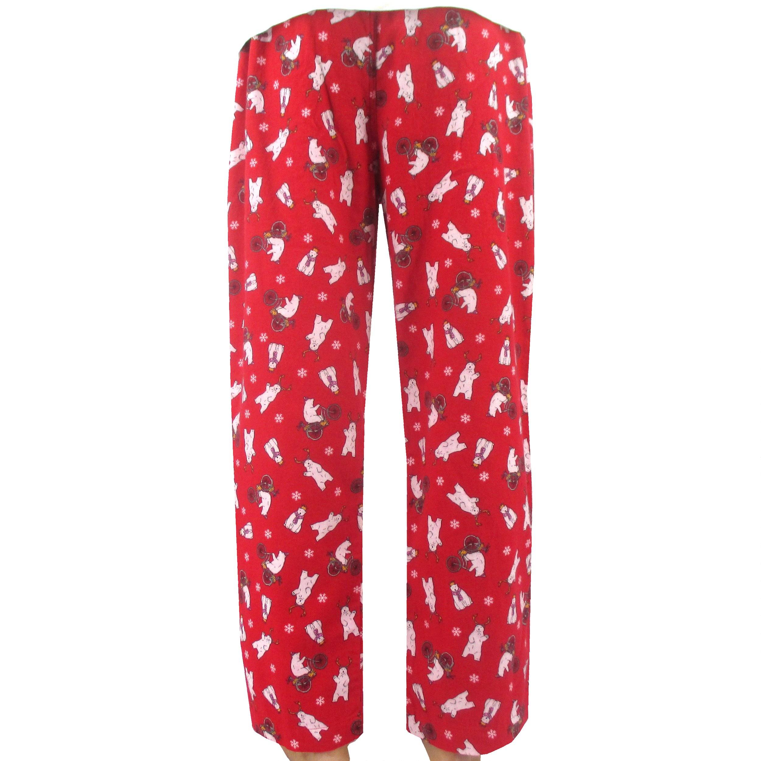 Men's Festive Pajama Bottoms. Polar Bear All Over Print Flannel Pants