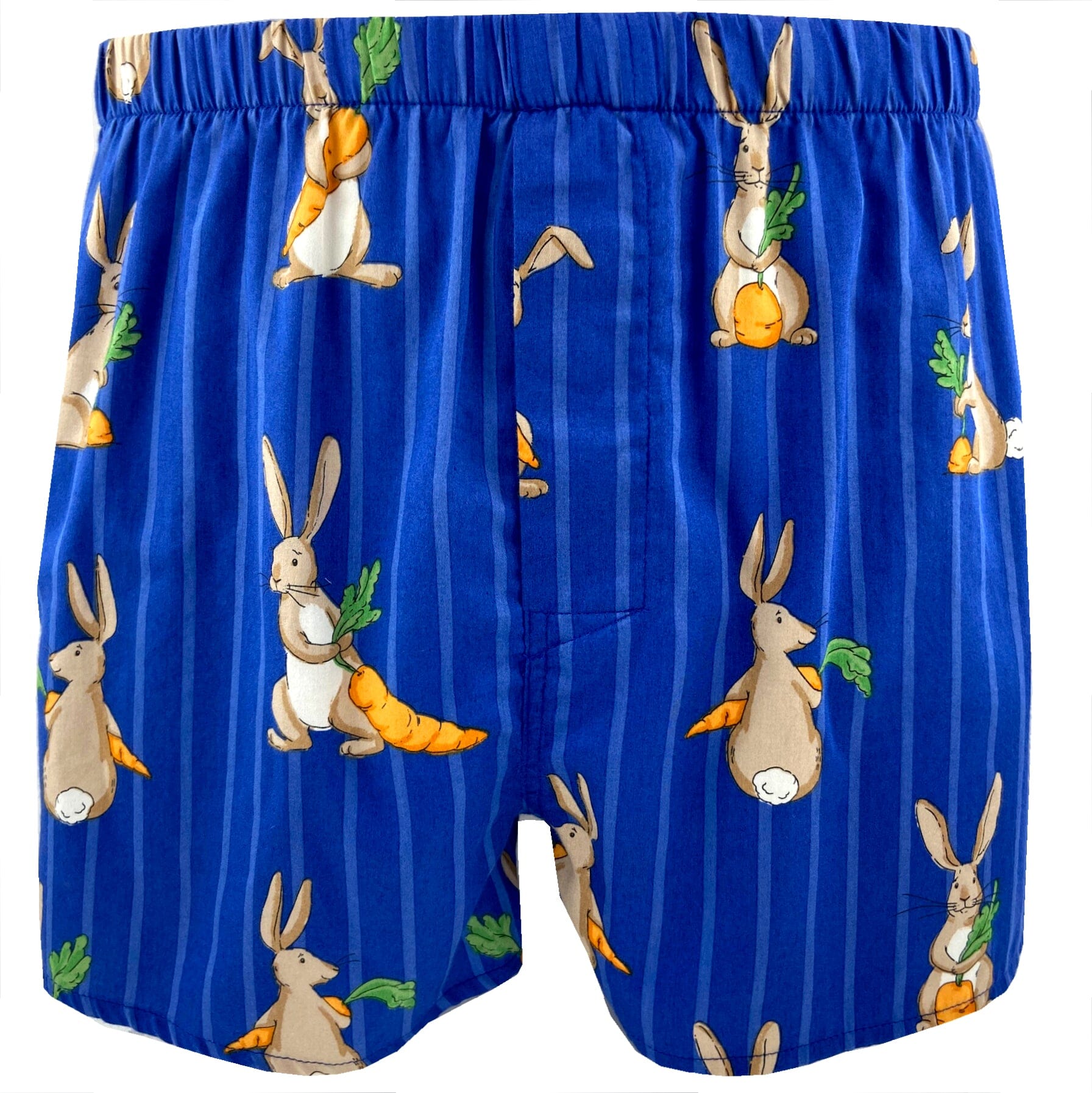 Unusual Bunny Rabbit Hare Novelty Print Striped Cotton Boxer Shorts