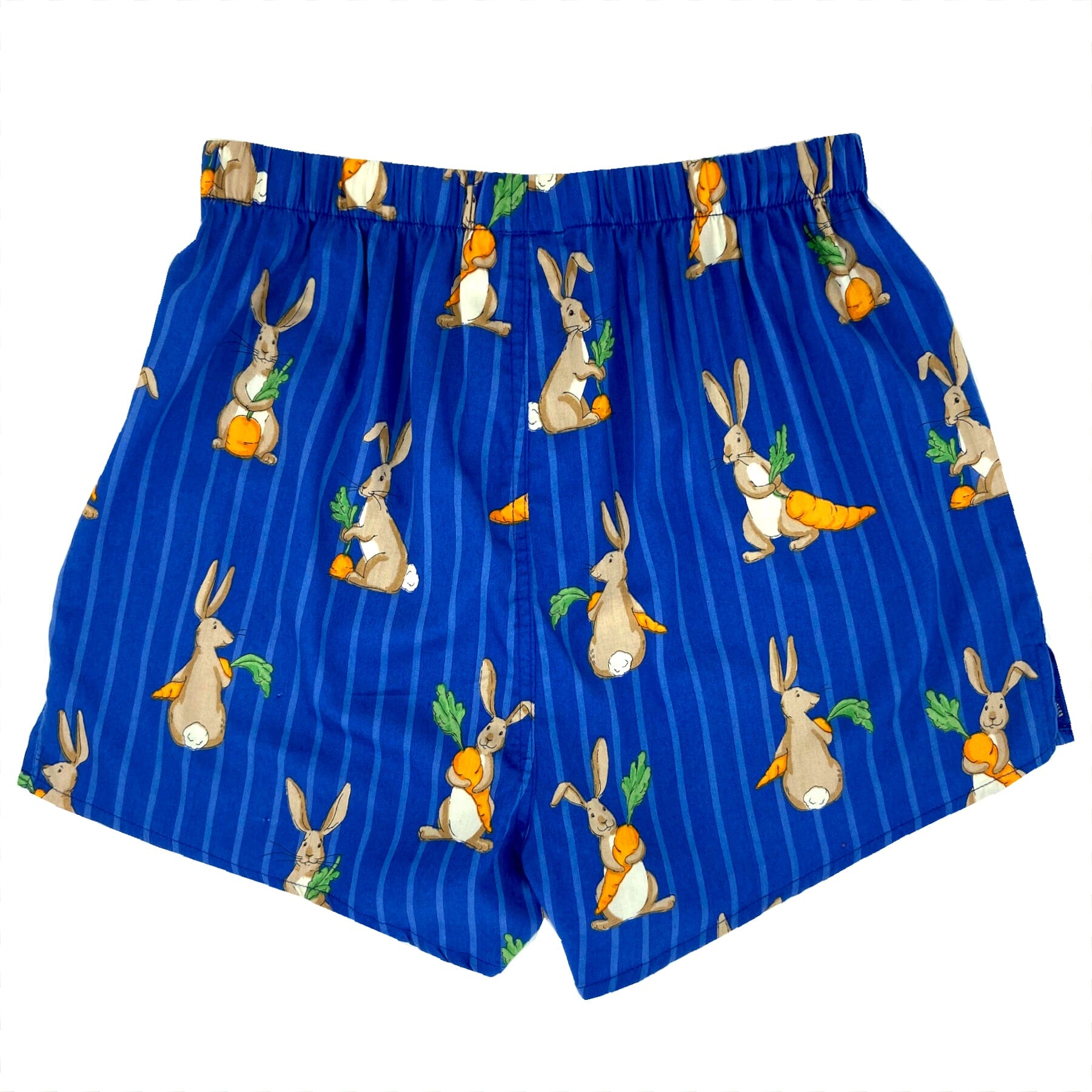 Unusual Bunny Rabbit Hare Novelty Print Striped Cotton Boxer Shorts