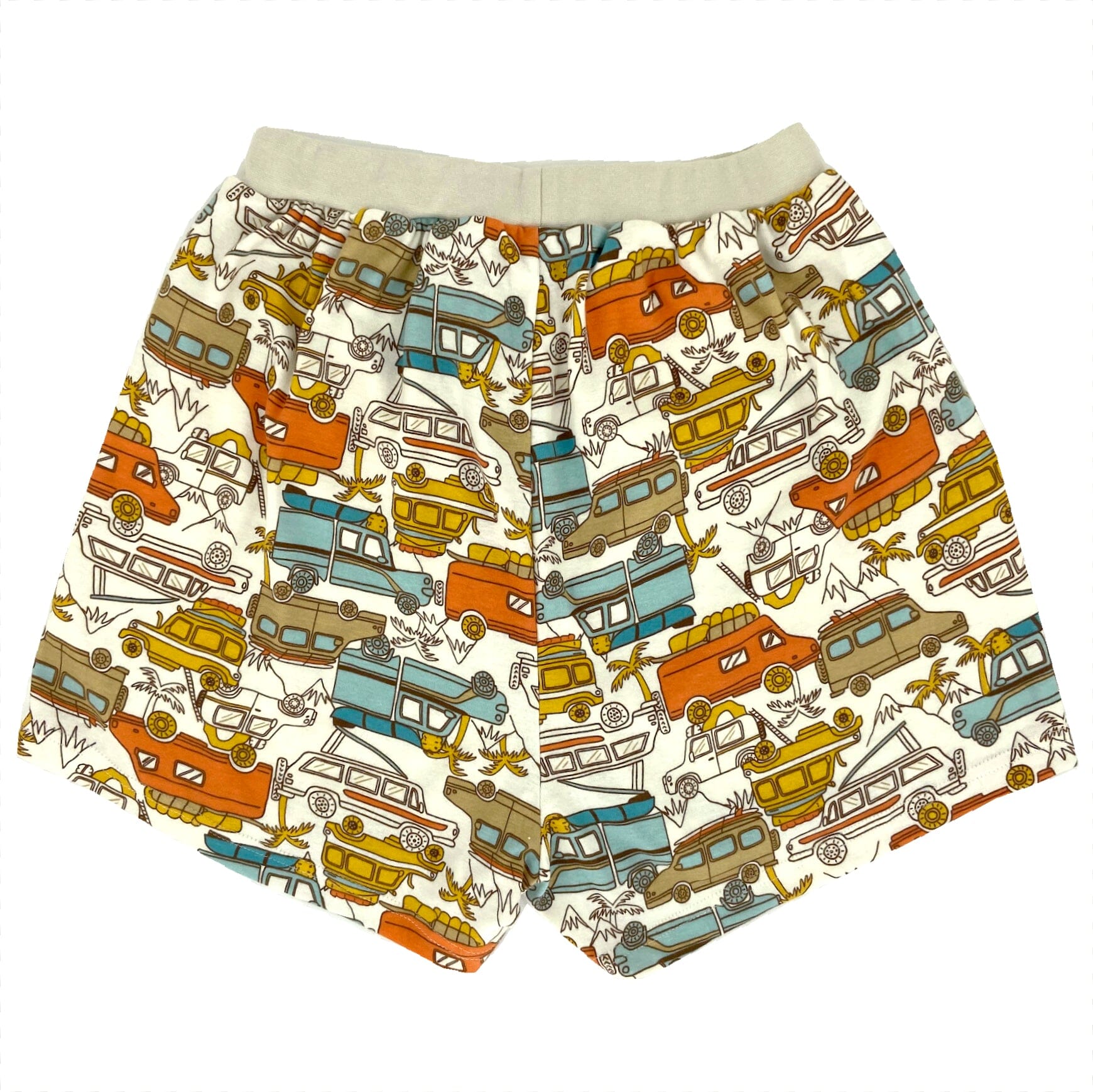 Comfy Travel Inspired Cars and Wagons Patterned Cotton Pajama Shorts