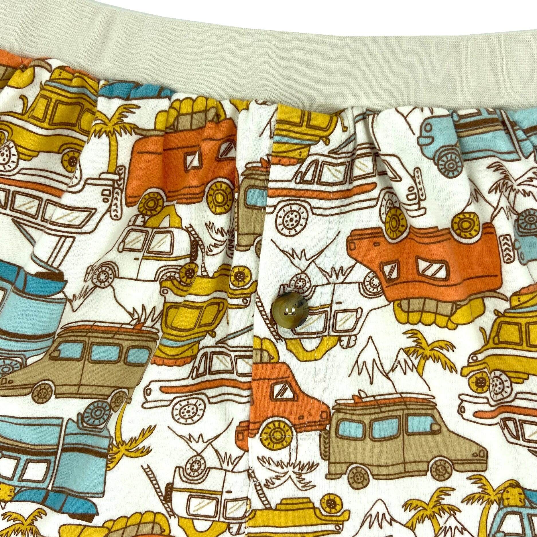 Comfy Travel Inspired Cars and Wagons Patterned Cotton Pajama Shorts