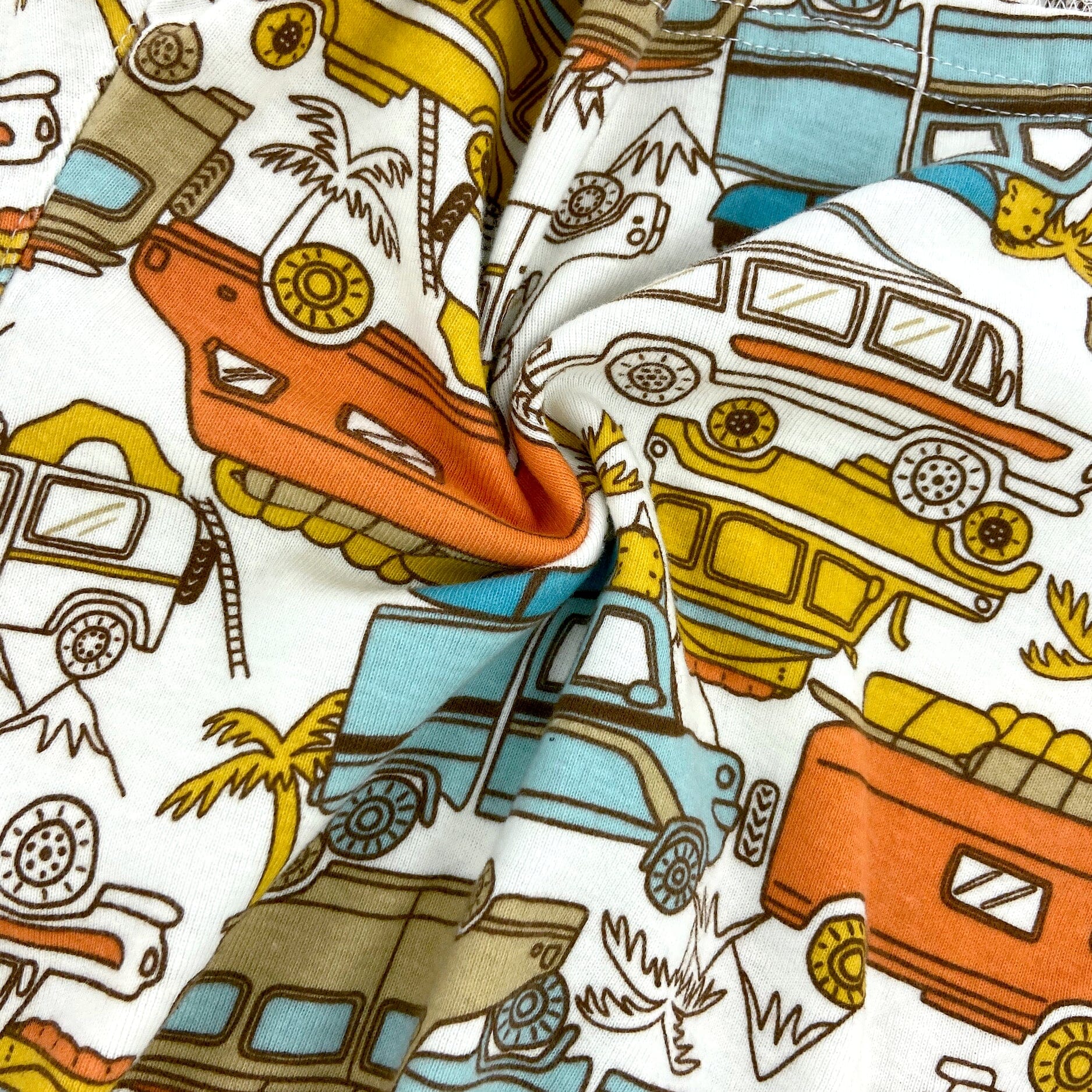 Comfy Travel Inspired Cars and Wagons Patterned Cotton Pajama Shorts