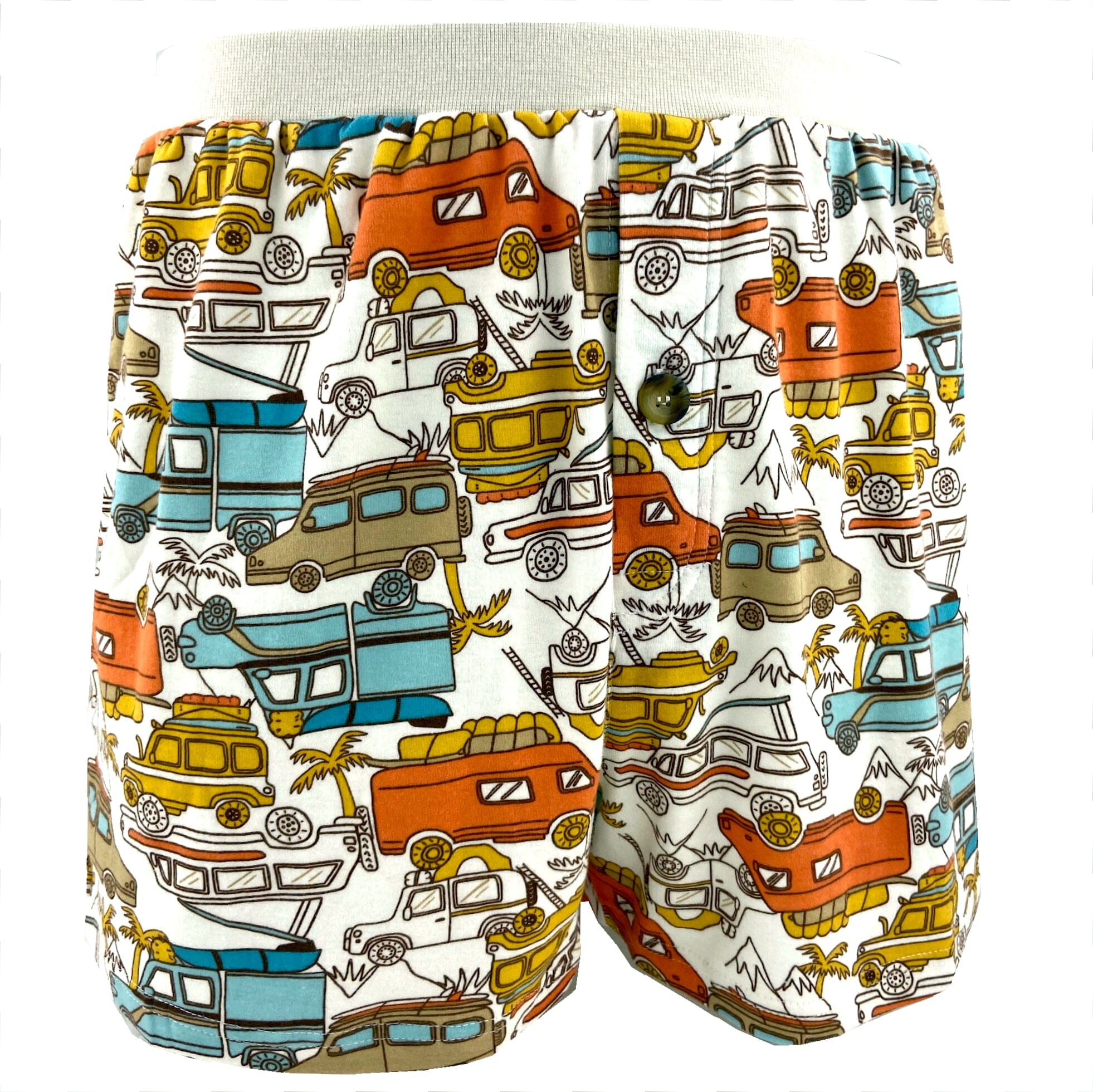 Comfy Travel Inspired Cars and Wagons Patterned Cotton Pajama Shorts