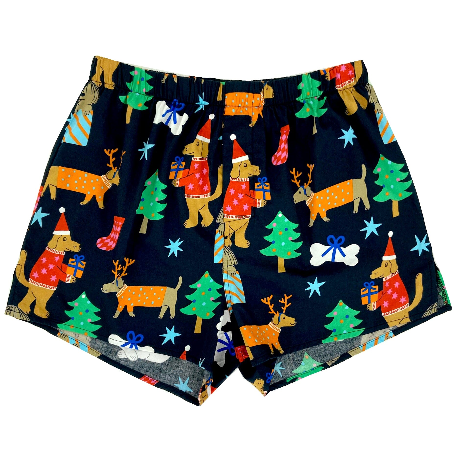 Men's Festive Doggie Christmas Holiday Novelty Patterned Boxer Shorts