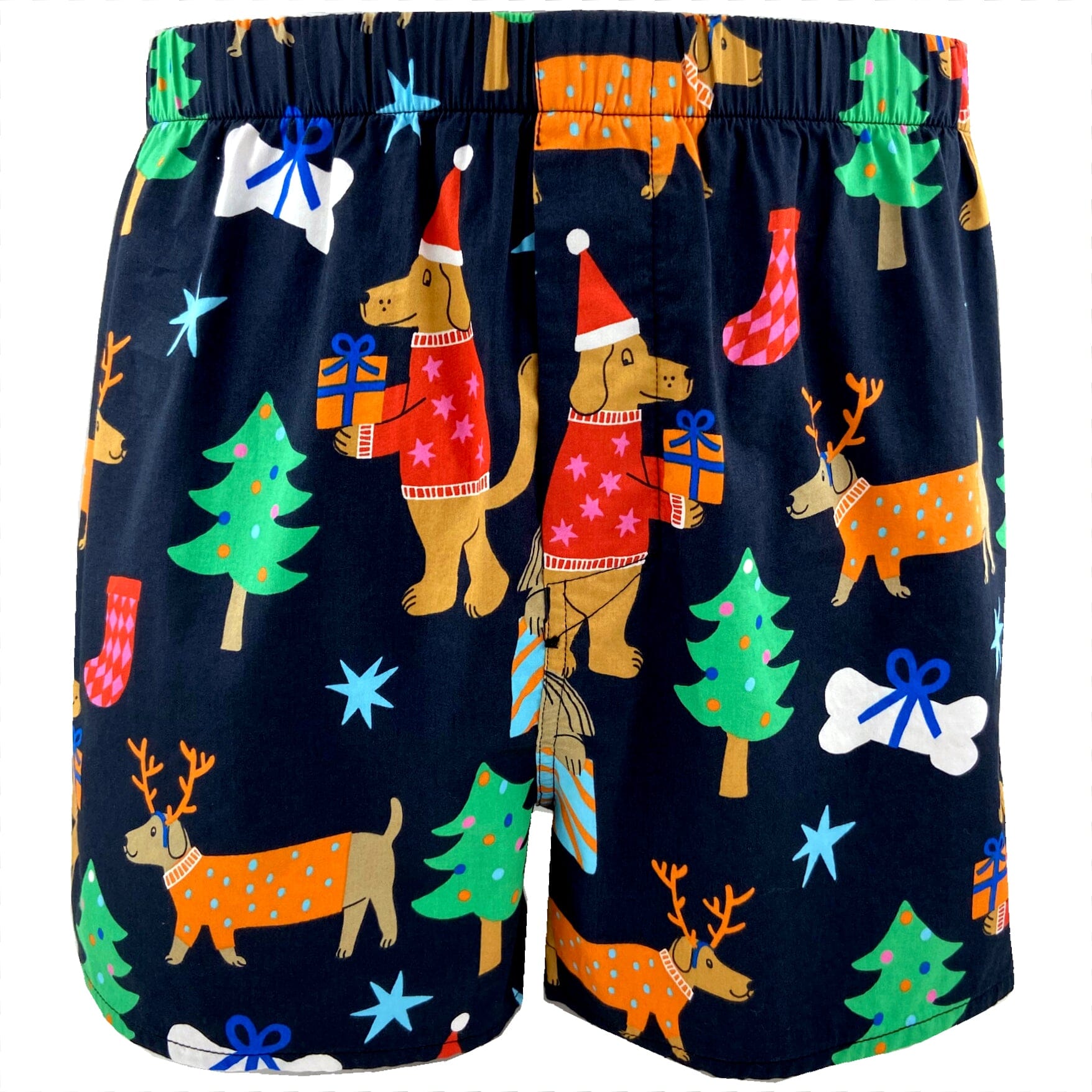 Men's Festive Doggie Christmas Holiday Novelty Patterned Boxer Shorts