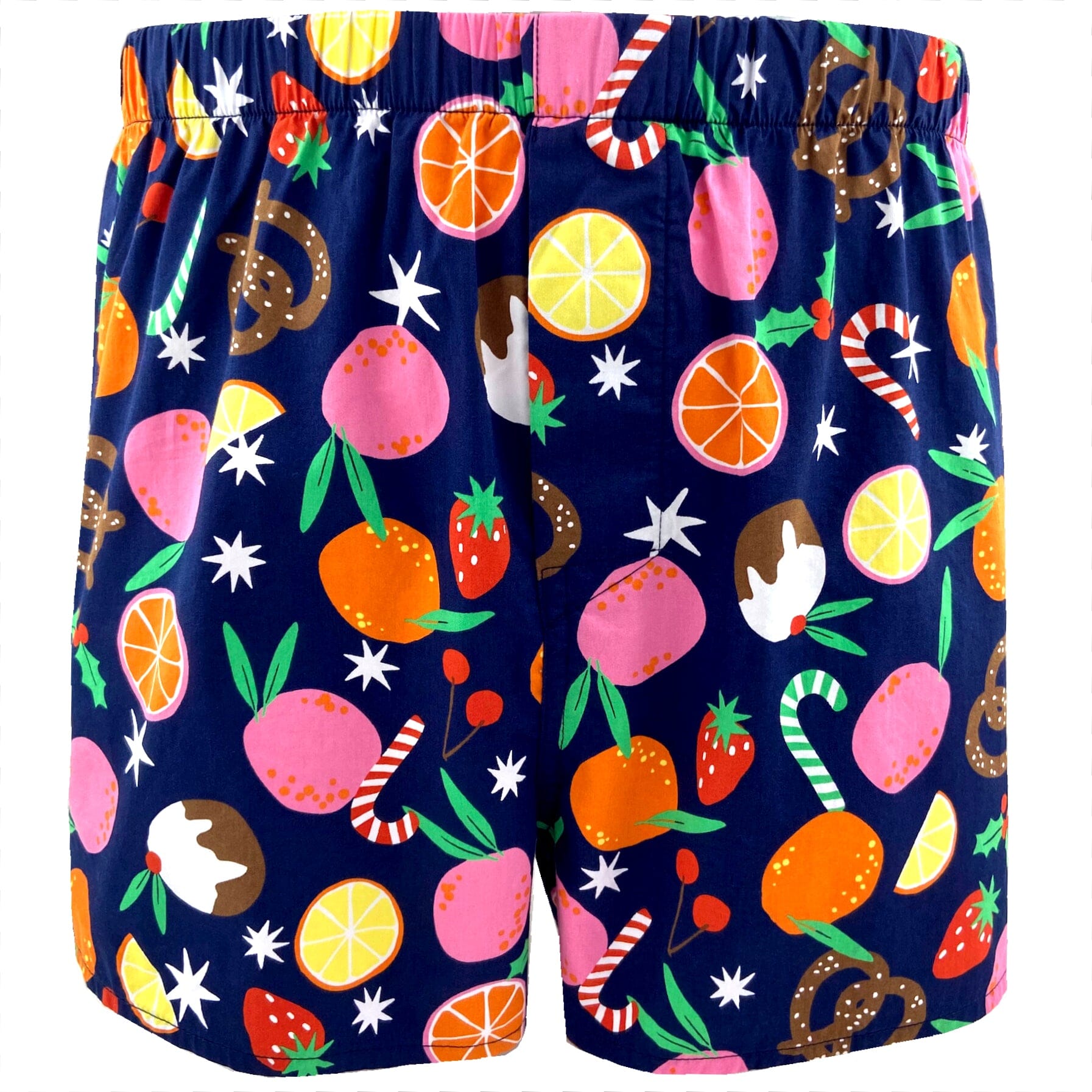 Men's Festive Christmas Holiday Fruit Candy Cane Print Boxer Shorts