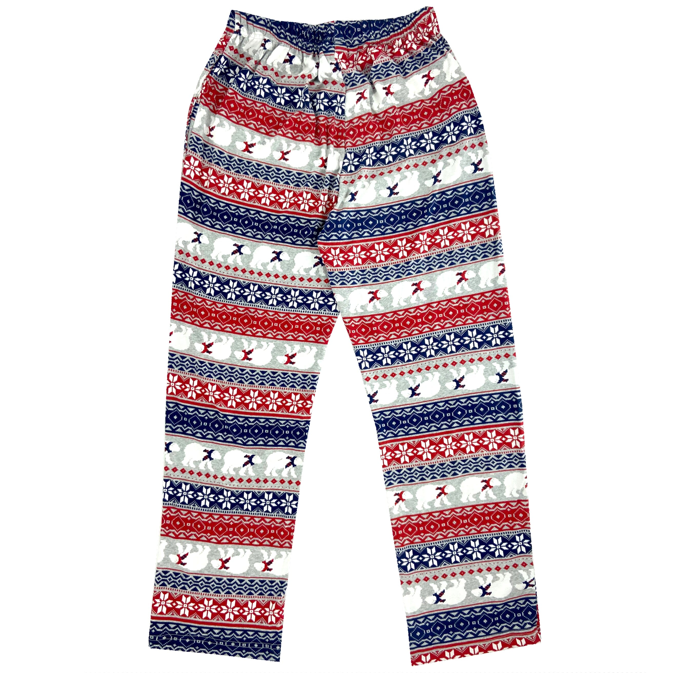 Men's Christmas Polar Bear Novelty Print Soft Knit Long Pajama Bottoms