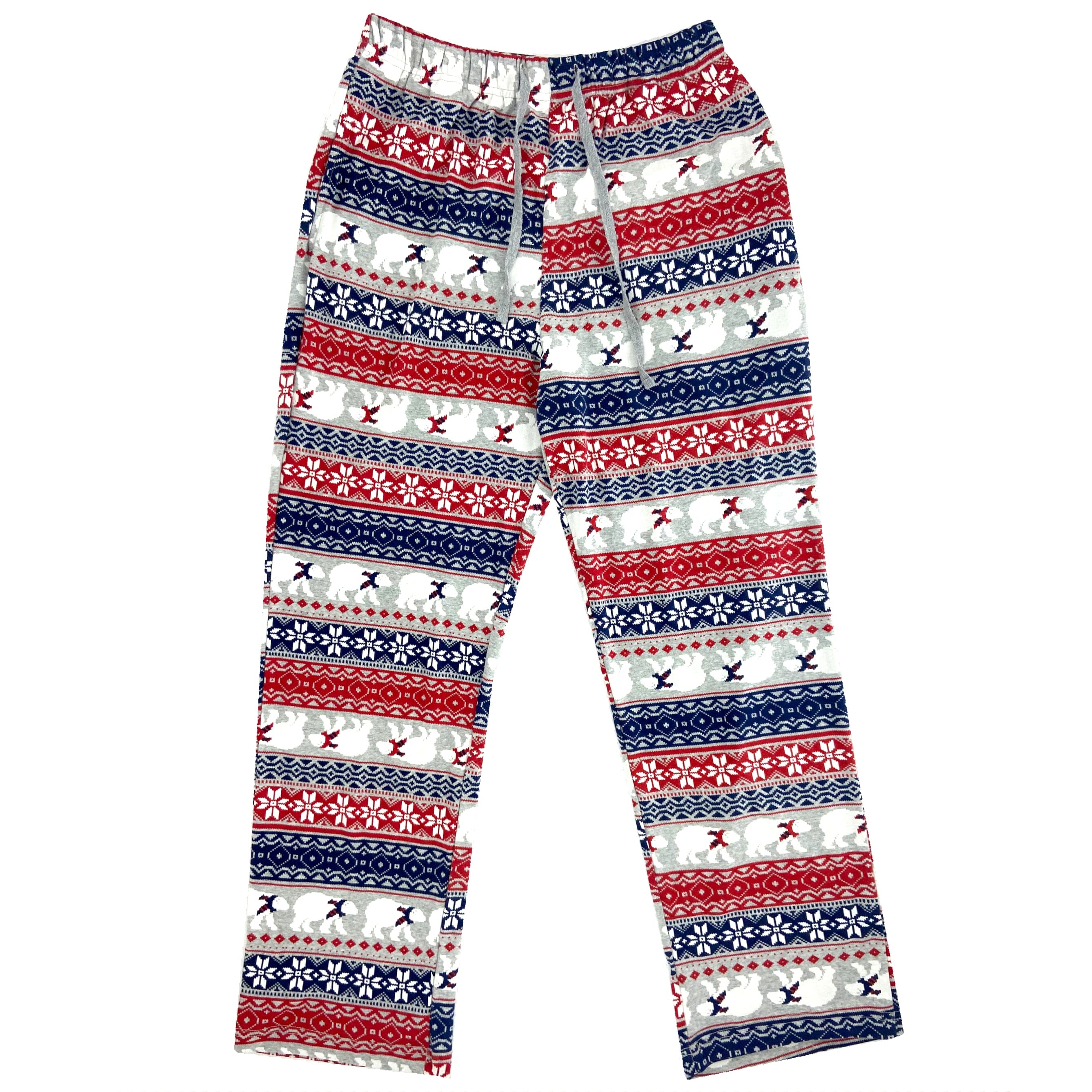 Men's Christmas Polar Bear Novelty Print Soft Knit Long Pajama Bottoms