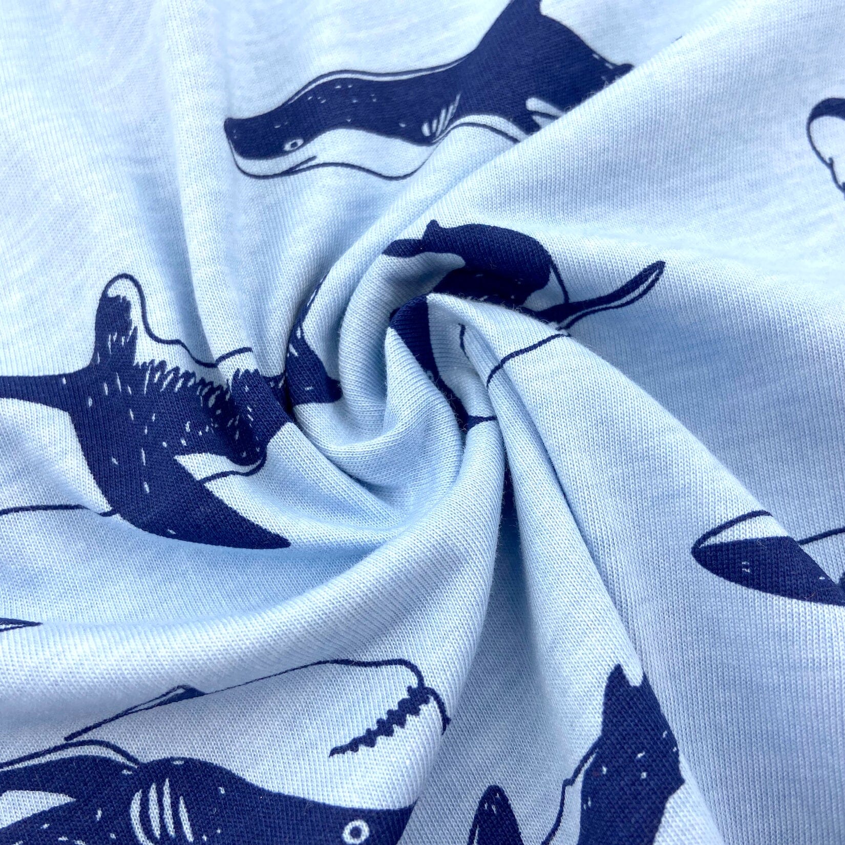 Men's Super Soft Blue Great White Shark Novelty Print Cotton T-Shirt