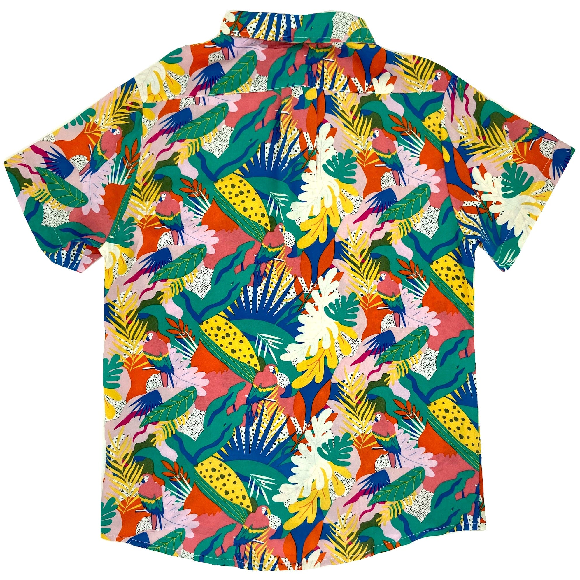 Bright Bold Tropical Abstract Jungle Toucan Print Memphis Design Shirt