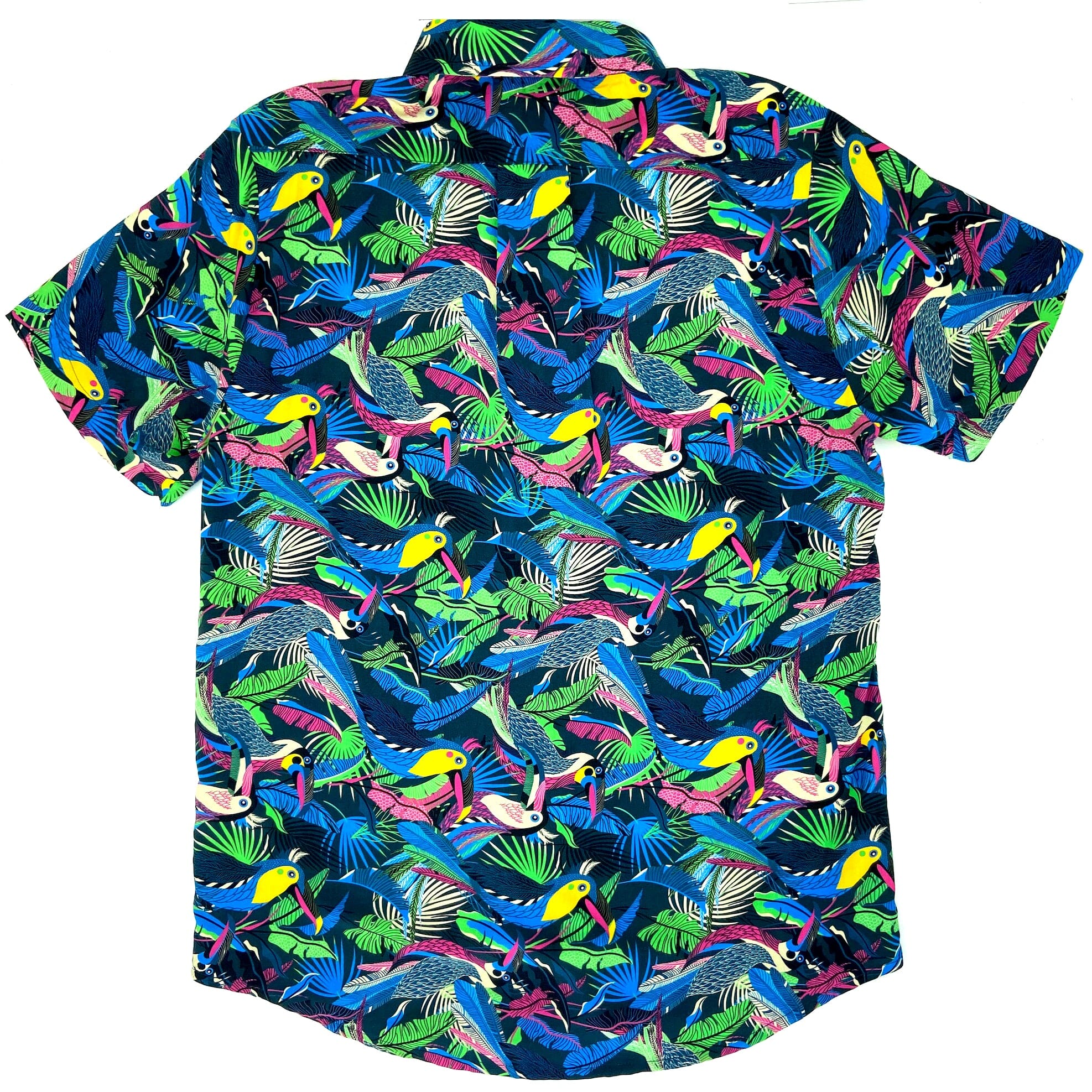 Men's Colorful Tropical Toco Toucan Birds Patterned Button Down Shirt