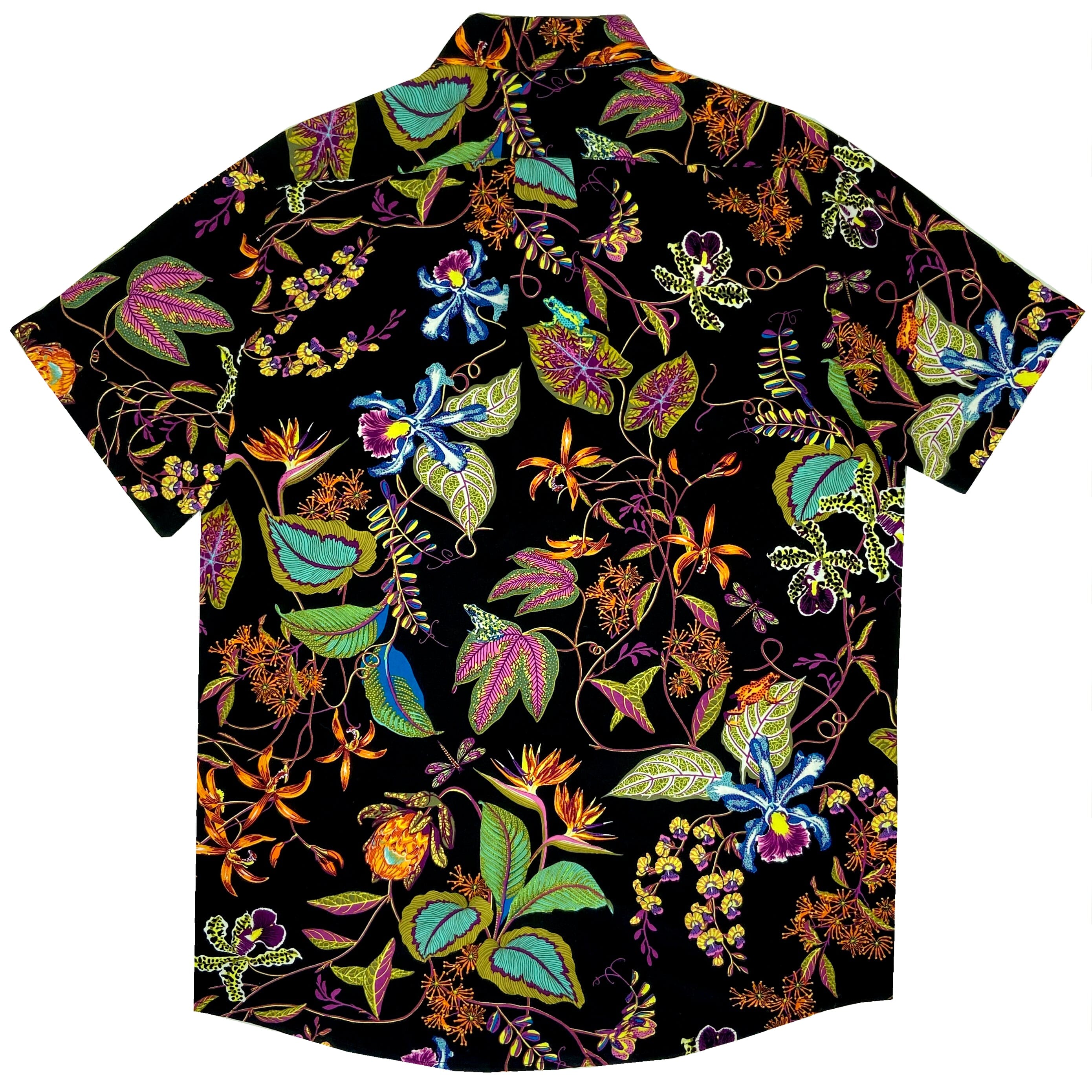 Men's Bold Colorful Tropical Flower Floral Button Down Hawaiian Shirt