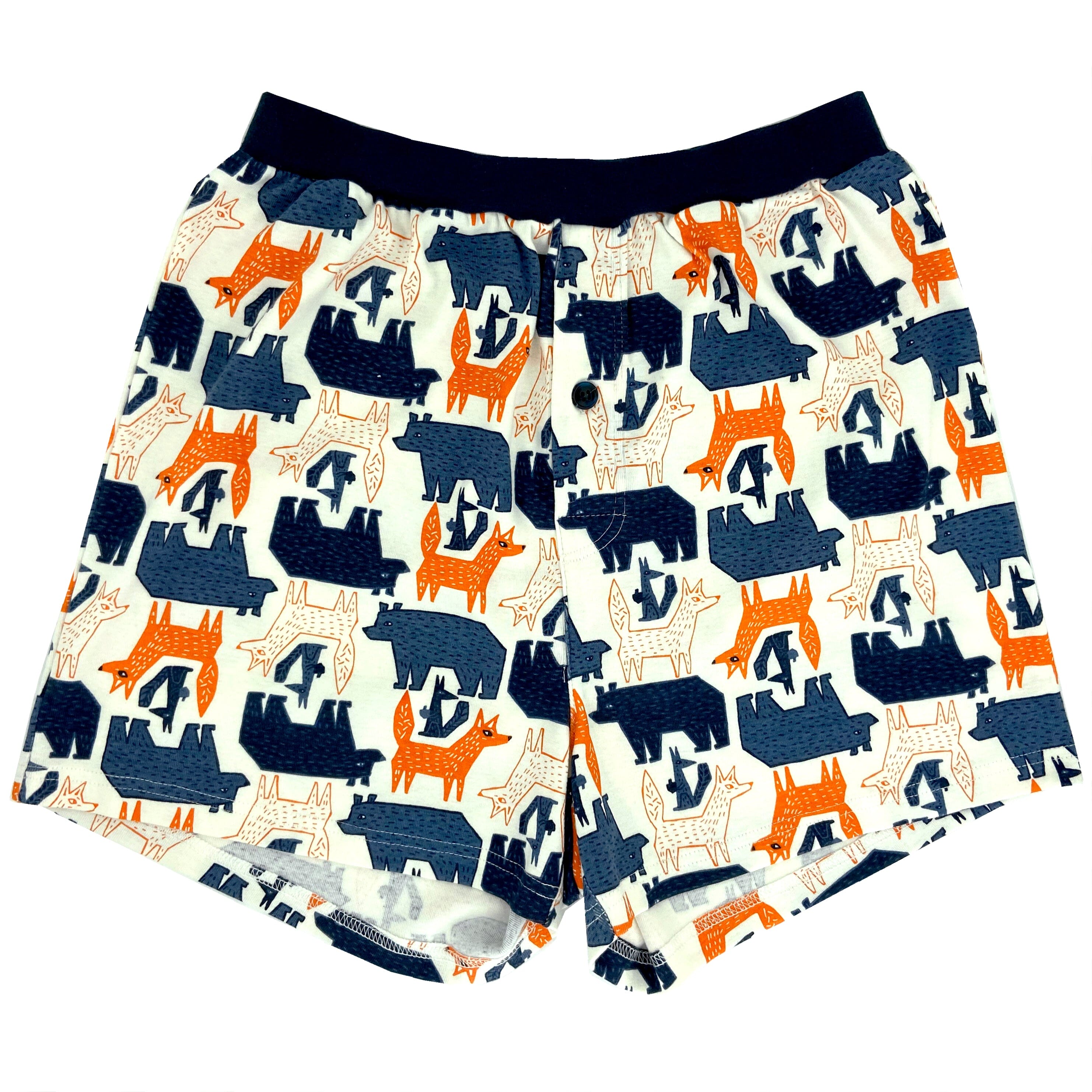 Men's Foxes and Bears All Over Print Cotton Knit Boxer Pajama Shorts