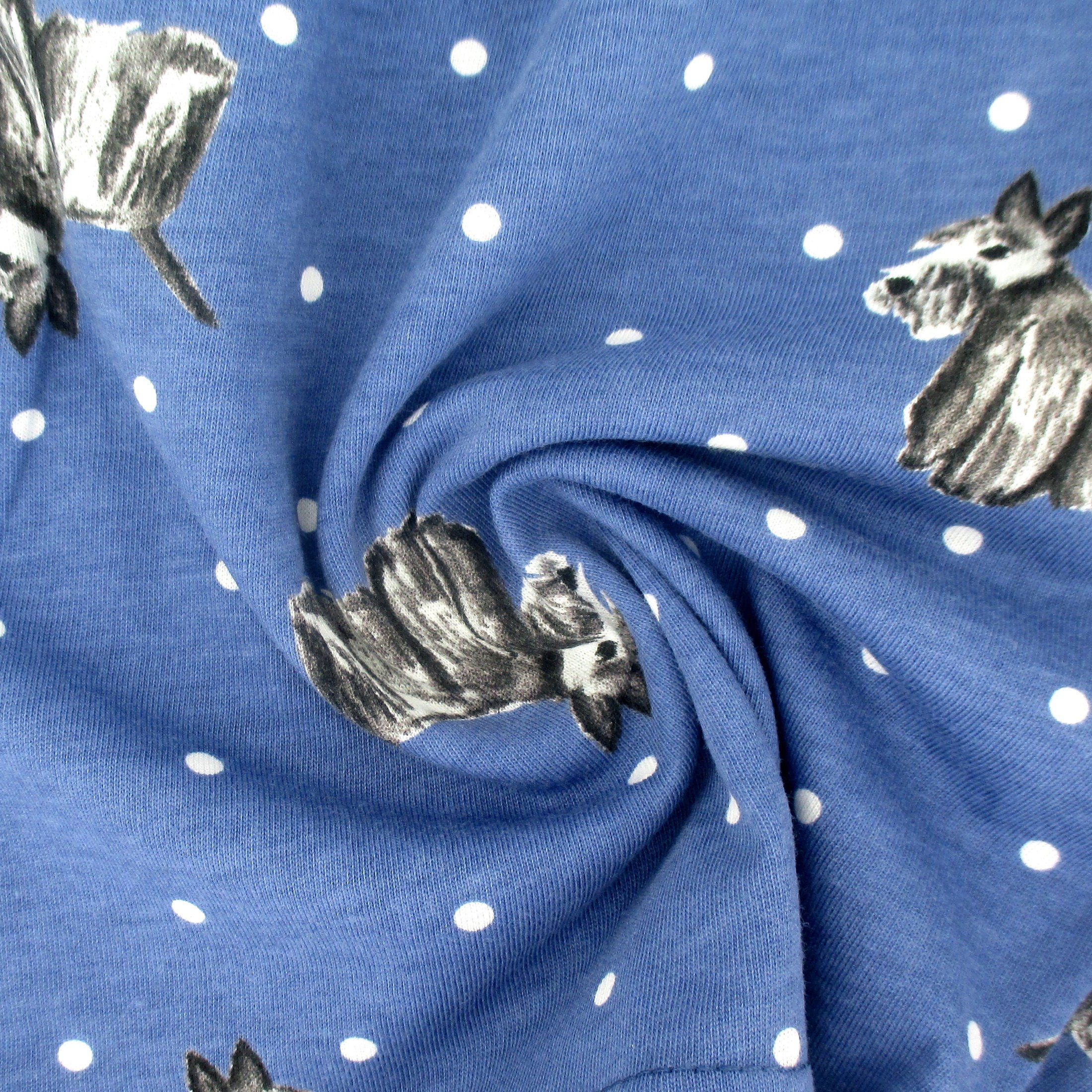 Men's Blue Scottie Dog Lover Print Stretch Cotton Knit Boxer Shorts