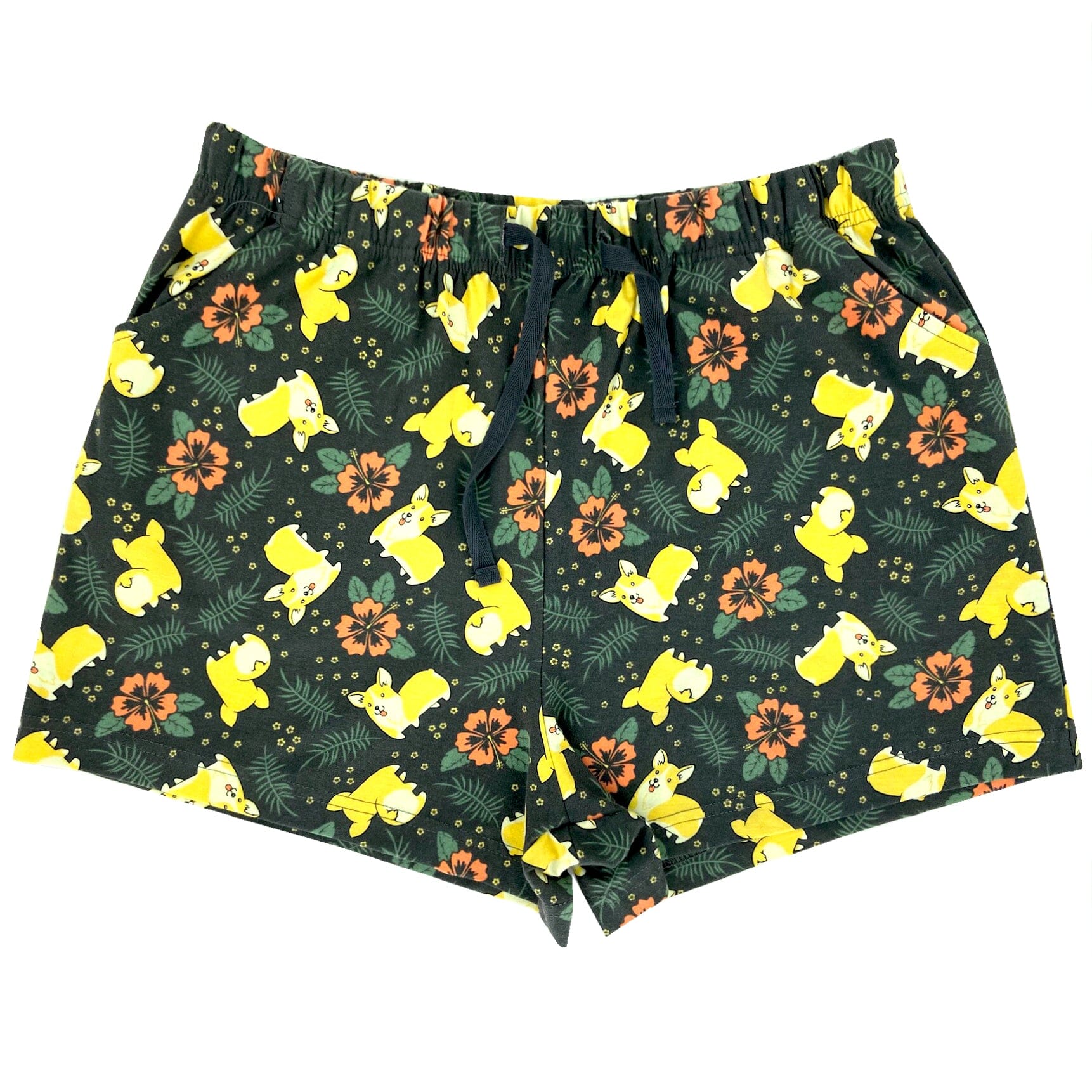 Women's Corgi Butt All-Over Novelty Print Cotton Knit PJ Pajama Shorts