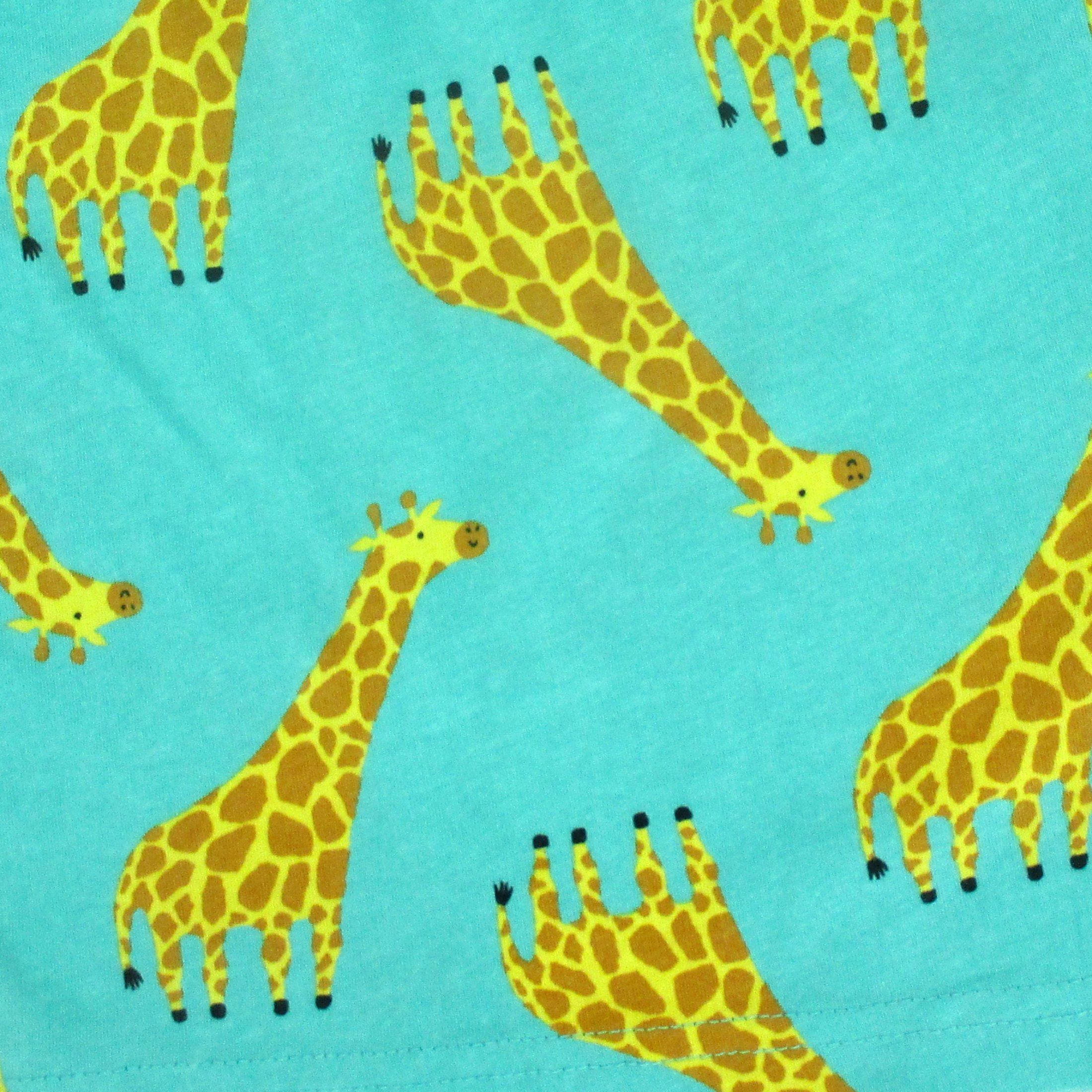 Giraffe Patterned Cotton Stretch Knit Boxer Shorts in Teal Blue Green