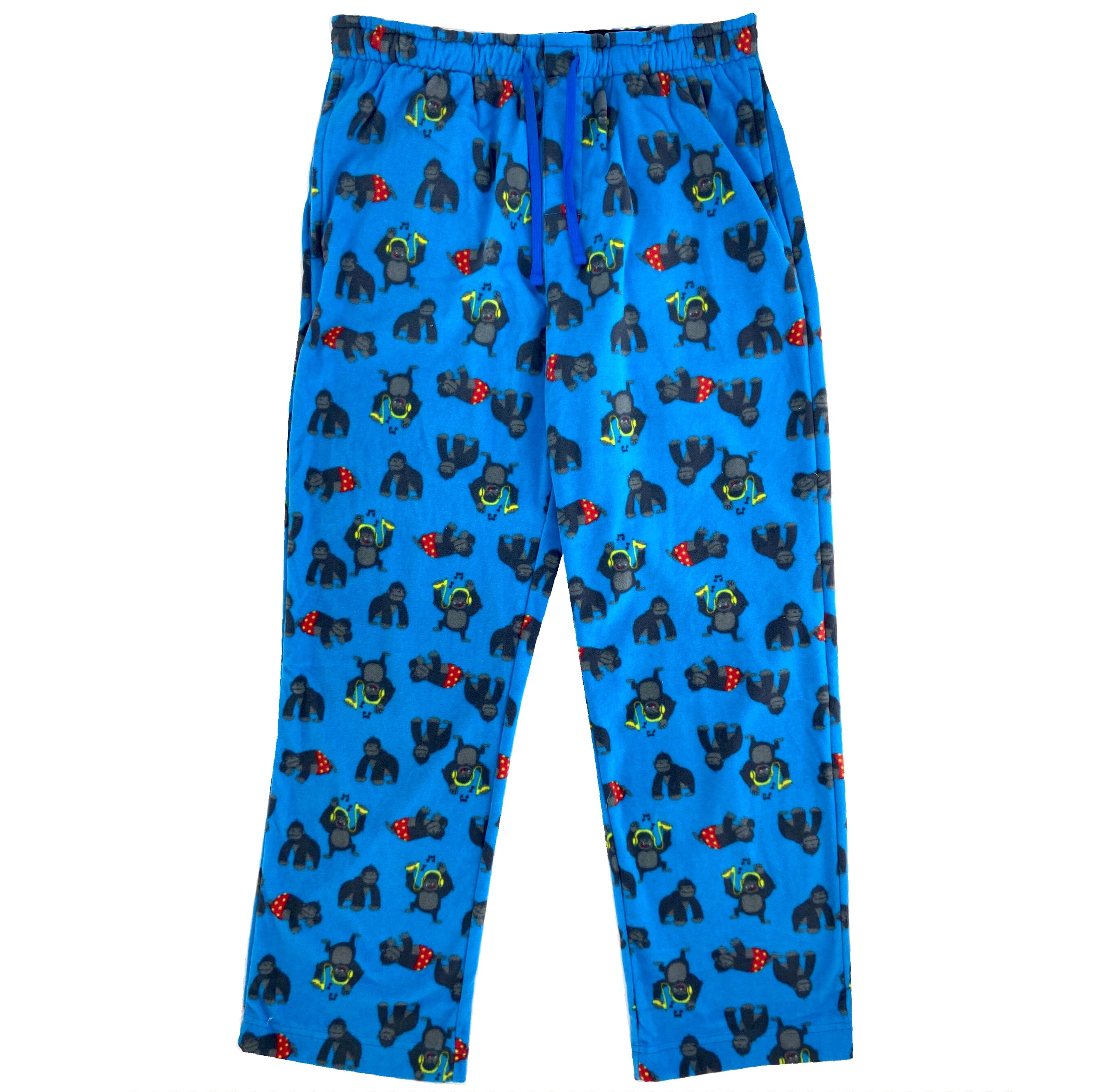 Men's Sleepwear Partying Gorilla Print Warm Winter Fleece Pajama Pants