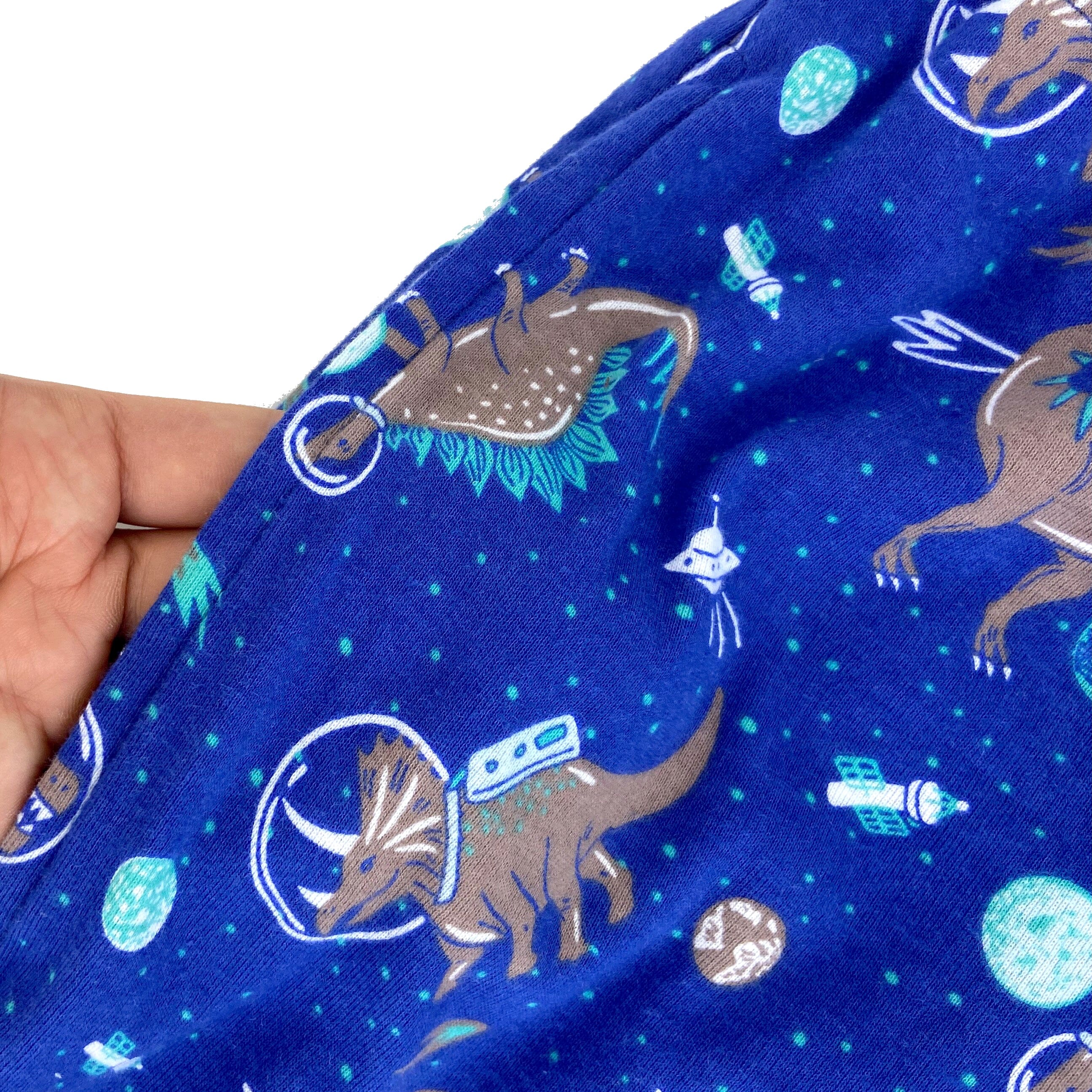 Men's Dinosaurs in Outer Space Pattern Cotton Knit Pajama Pant Bottoms