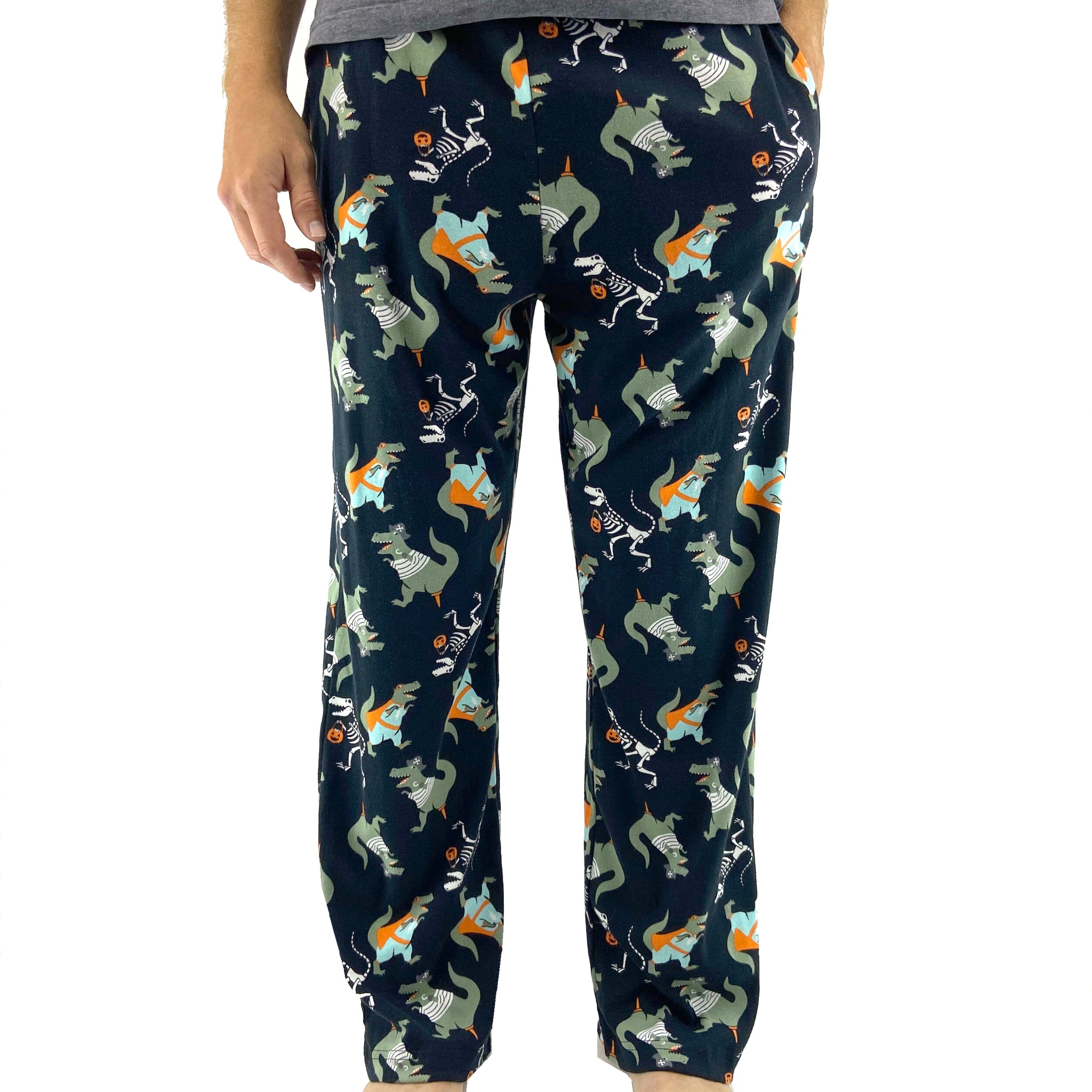 Men's Halloween Dress Up Dinosaur Fossil Patterned Long Pajama Pants