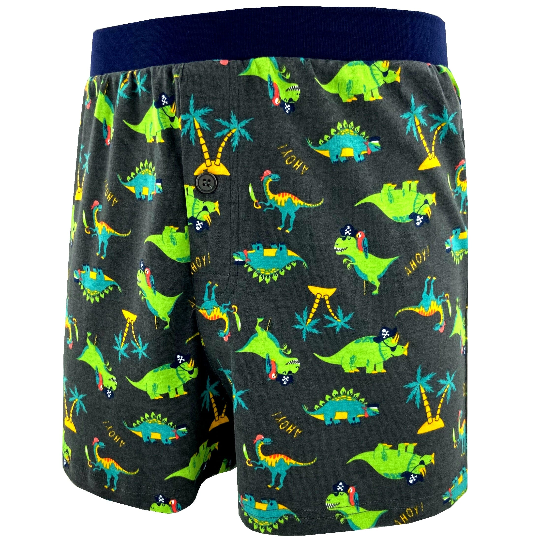 Men's Dinosaur Pirates All-Over-Print Cotton Jersey Knit Pajama Shorts