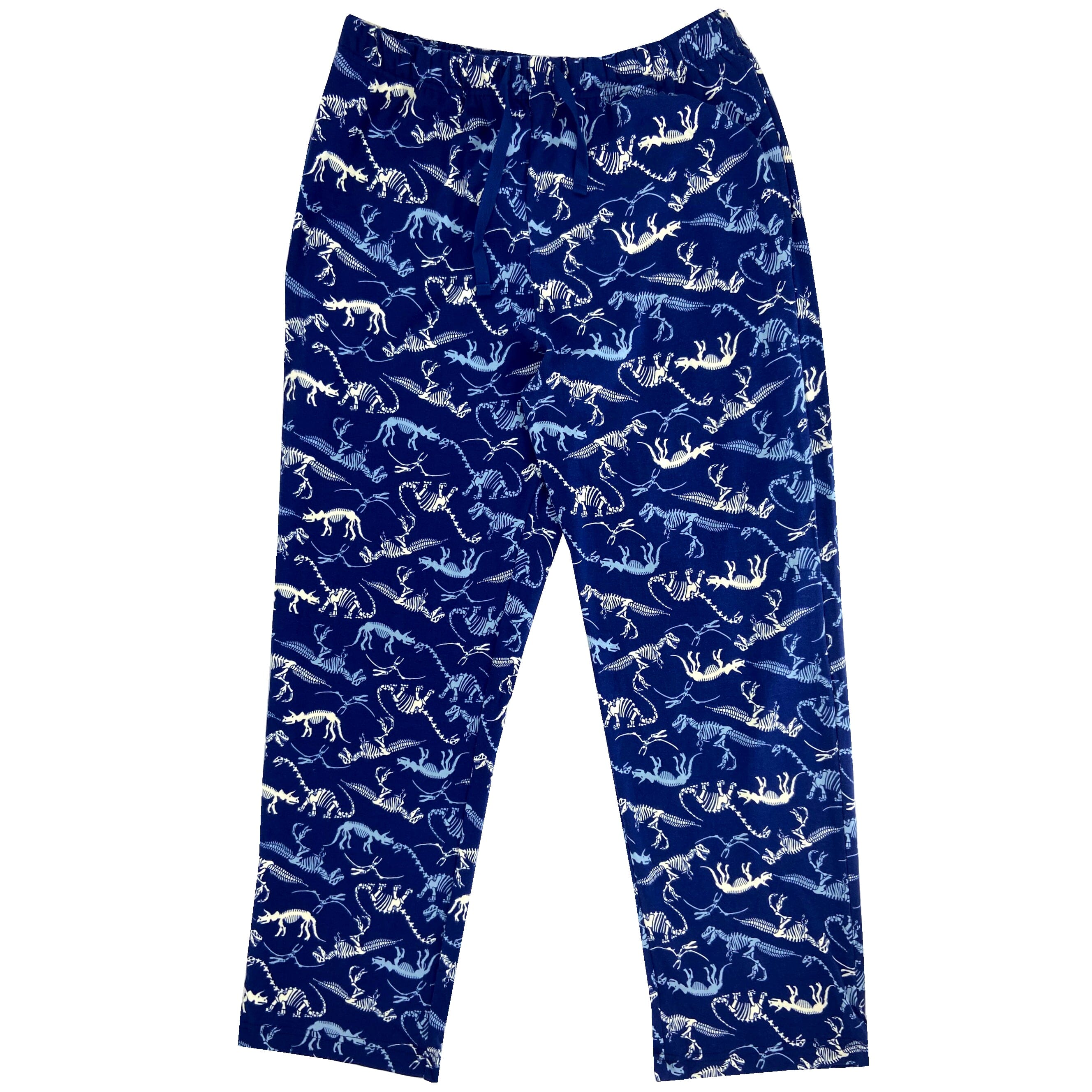 Men's Dinosaur Fossil Novelty Print Cotton Knit Long Pyjama Bottoms