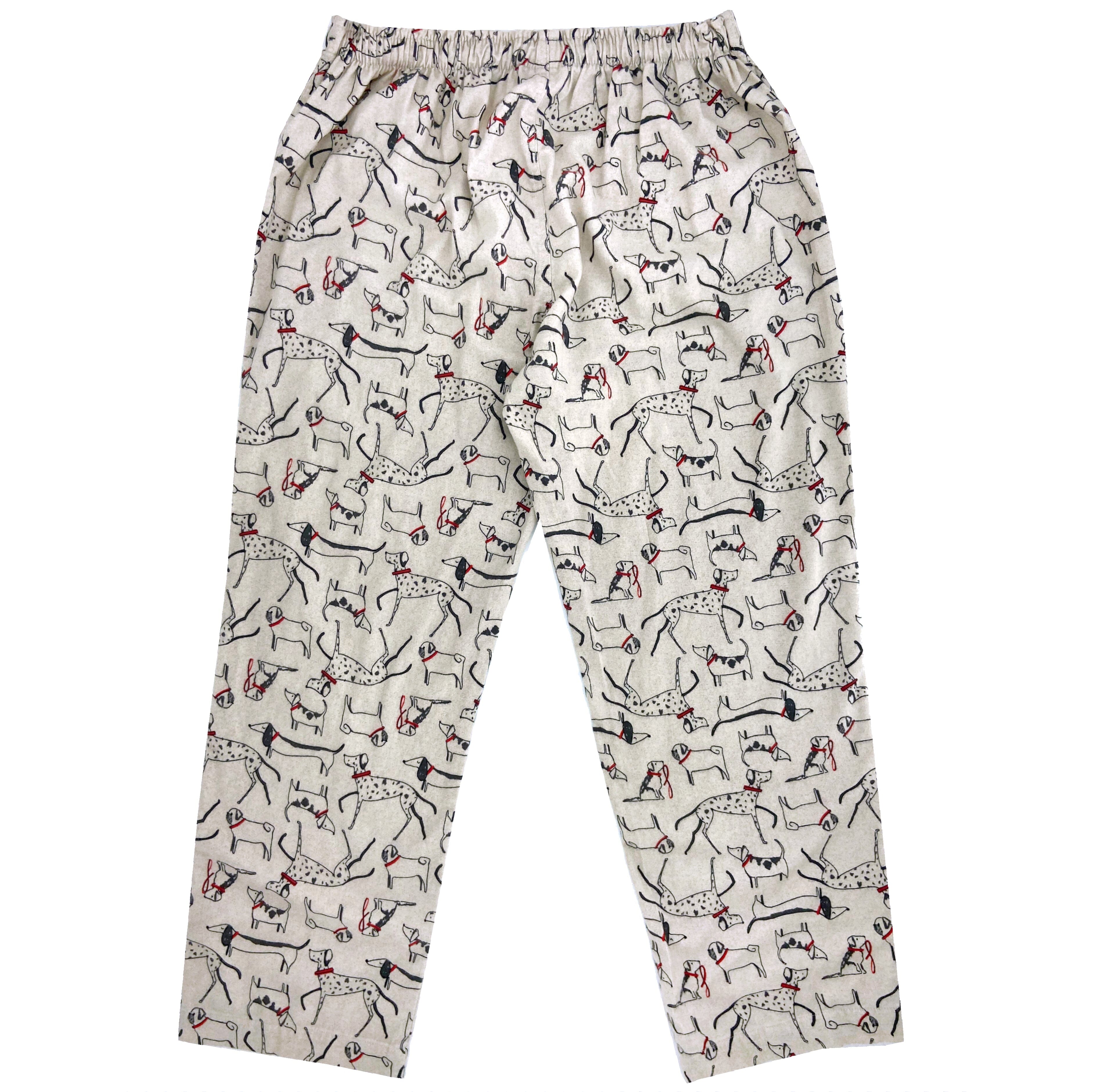 Men's Soft Comfy Grey Flannel Pajama Bottoms with Dog Printed Pattern