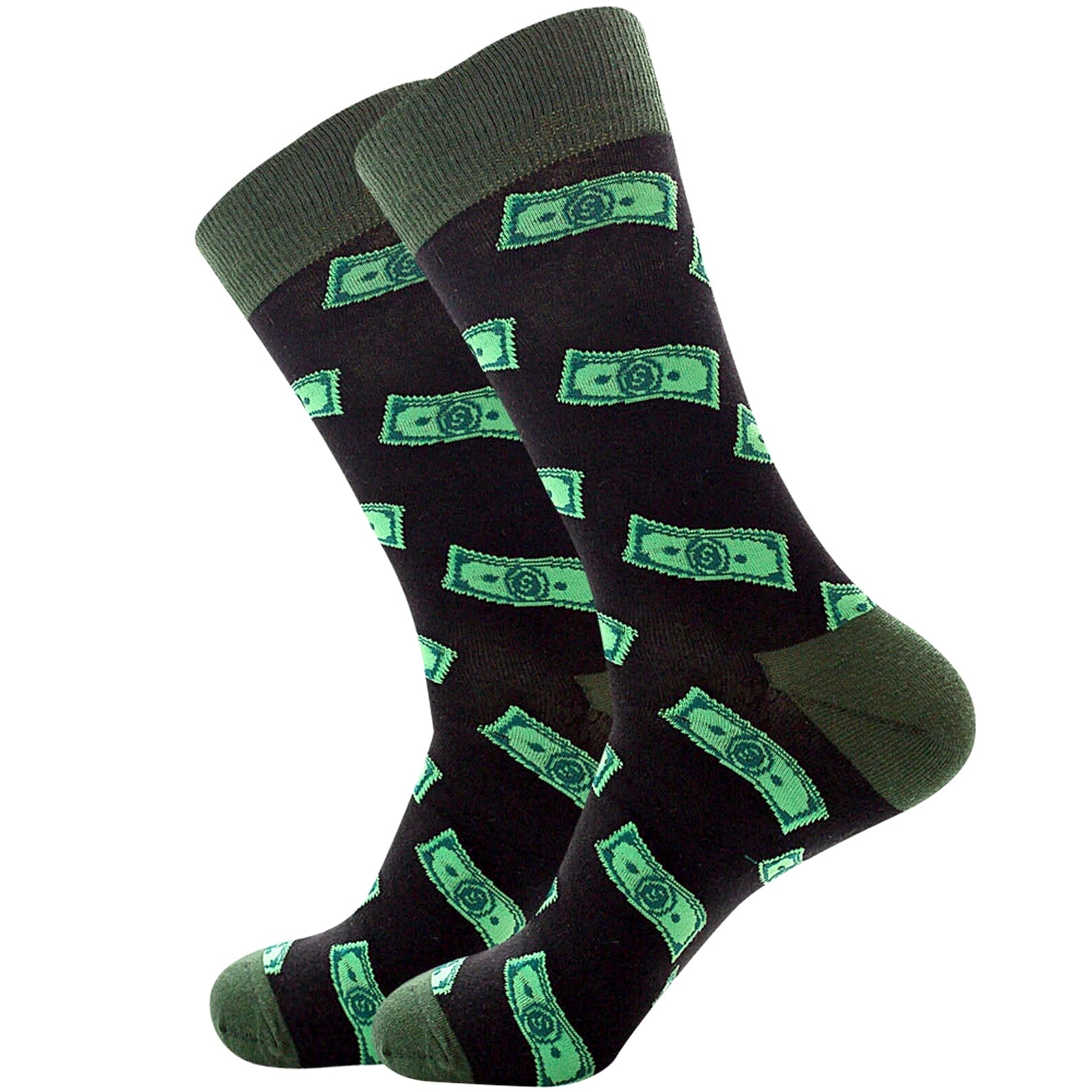 Make It Rain Dollar Bills Cash Themed Silly Stylish Novelty Crew Socks