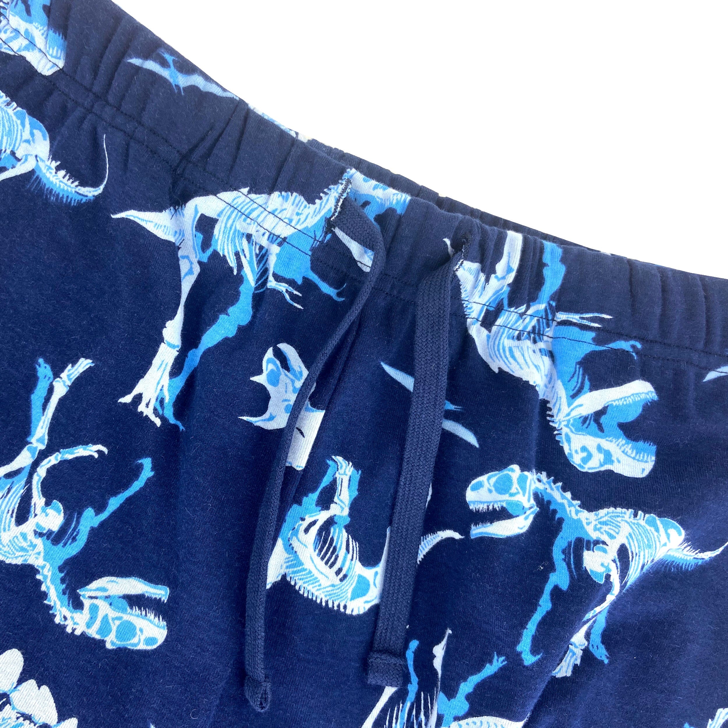 Men's Navy Blue Dinosaur Fossil Bones Patterned Knit Long Pajama Pants