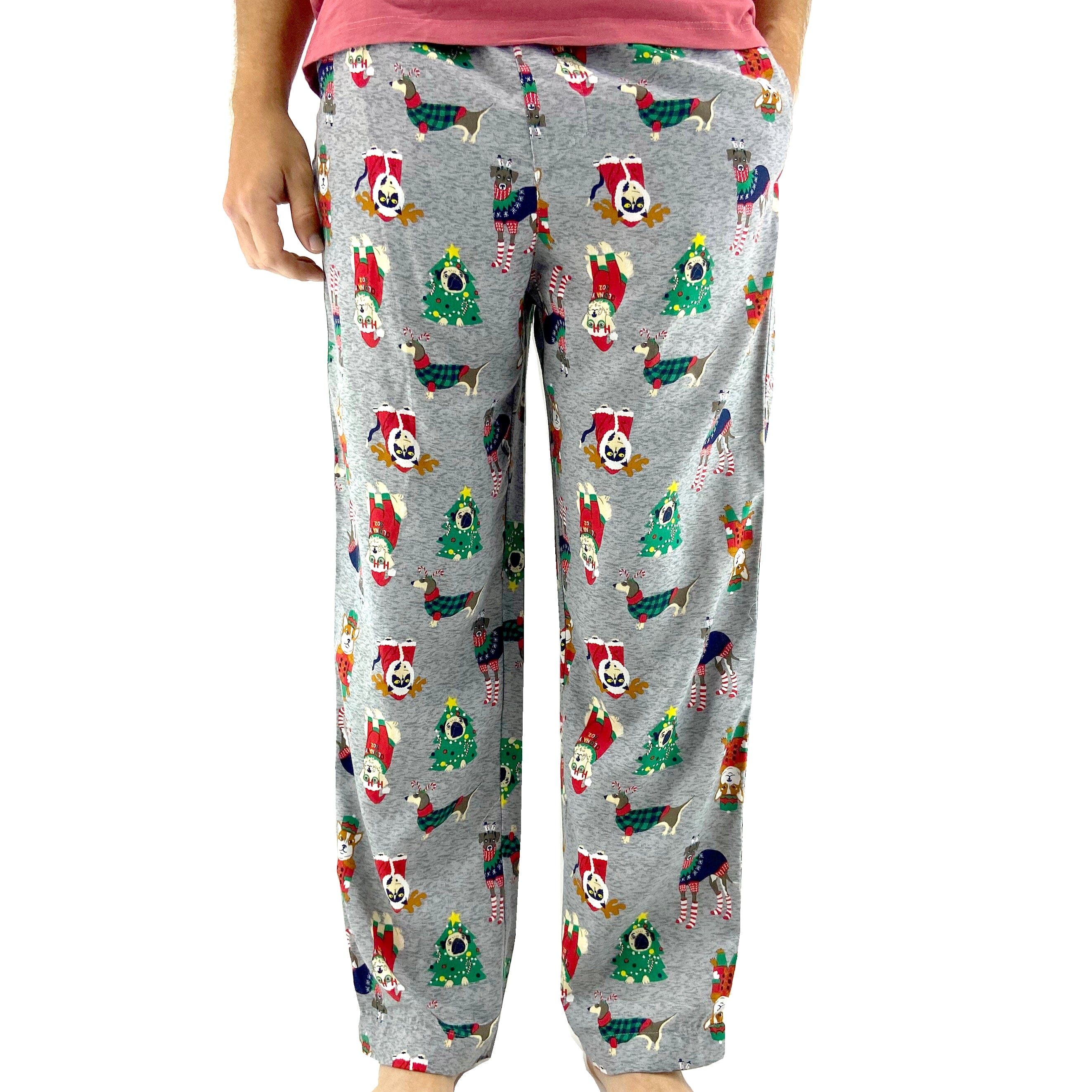 Men's Christmas Festive Cats and Dogs Patterned Long Pajama Pants