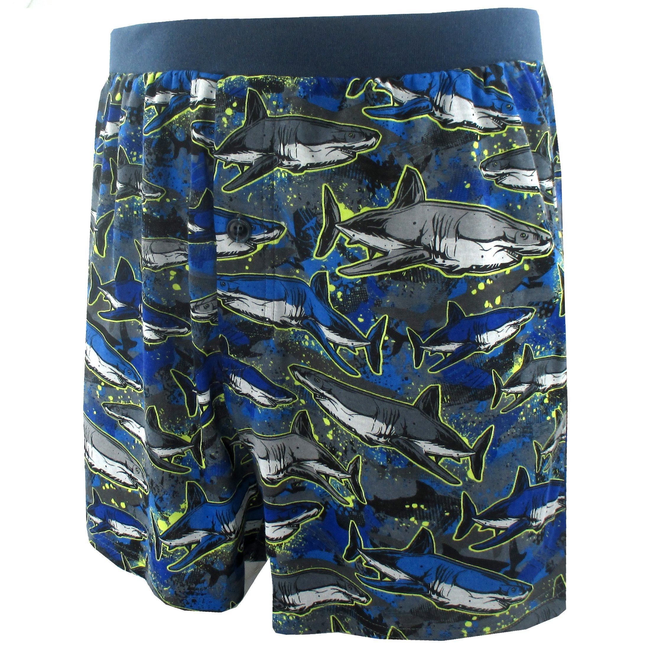 Men's Great White Shark All Over Print Cotton Stretch Knit Boxer Shorts