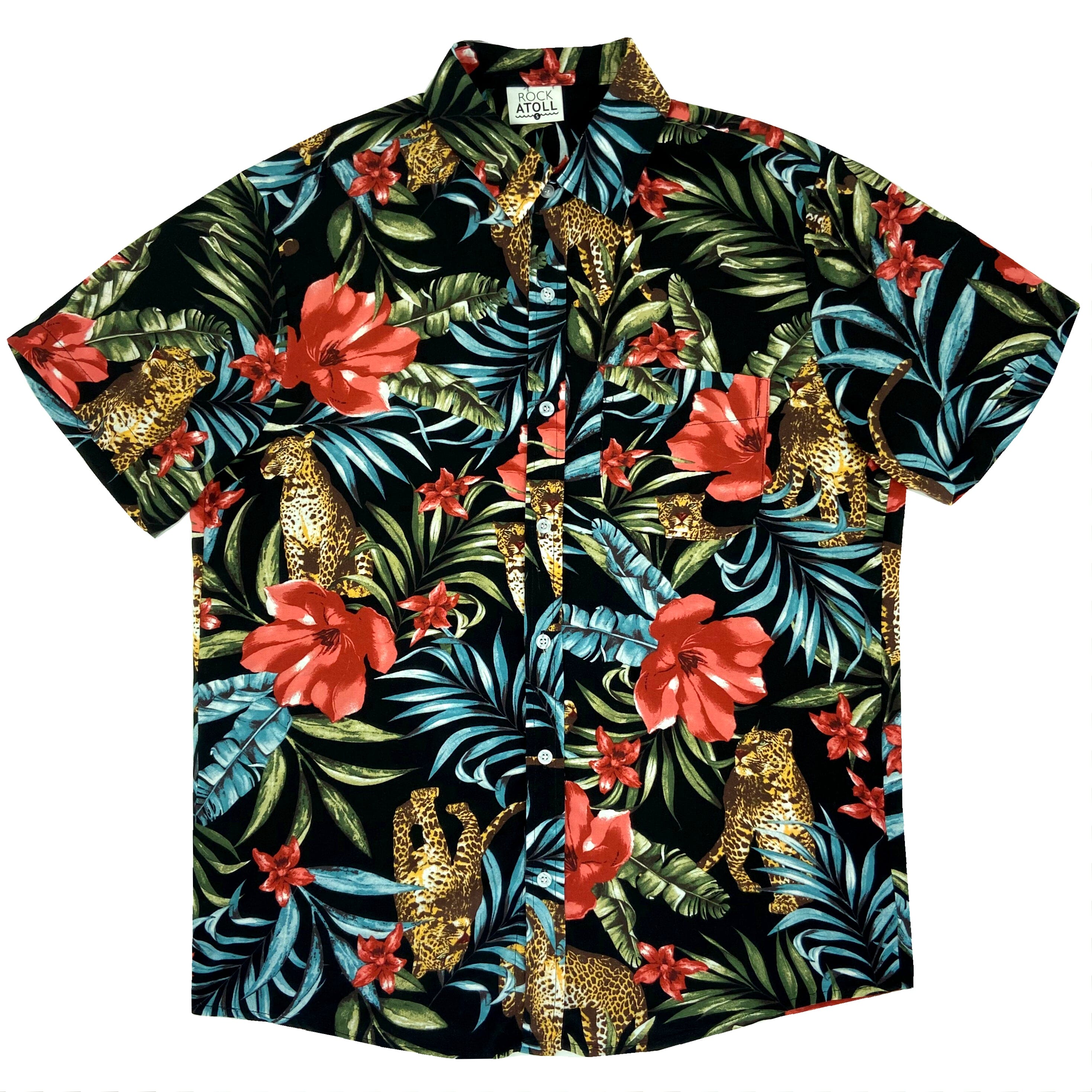 Mens Leopard Cheetah Jungle All Over Print Lightweight Button Up Shirt