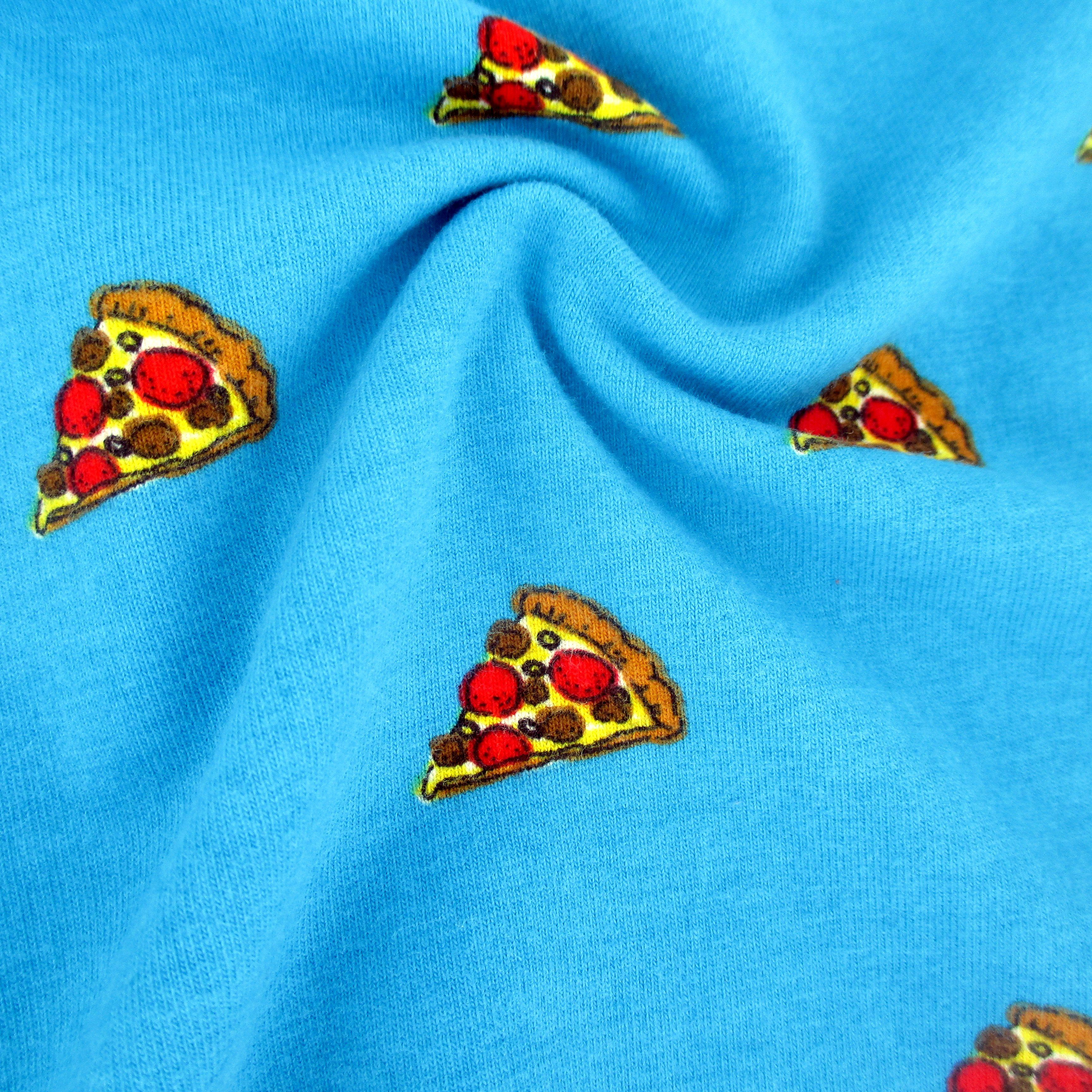 Food Themed Pizza Slice All Over Print T-Shirt for Men in Bright Blue