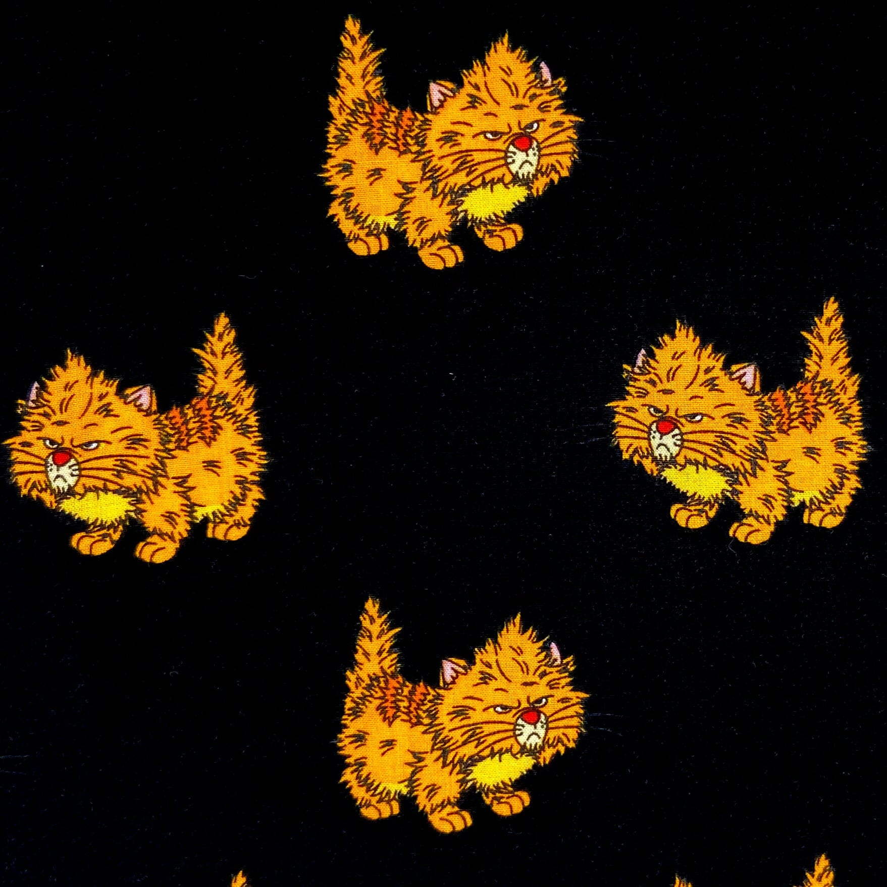 Men's Grumpy Kitty Cat Printed Black Button Down Short-Sleeve Shirt