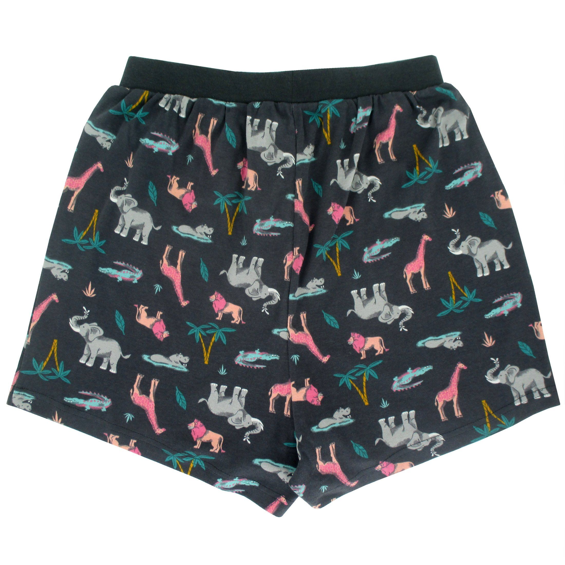 Men's Safari Animal Lion Hippo Crocodile Elephant Print Boxer Shorts