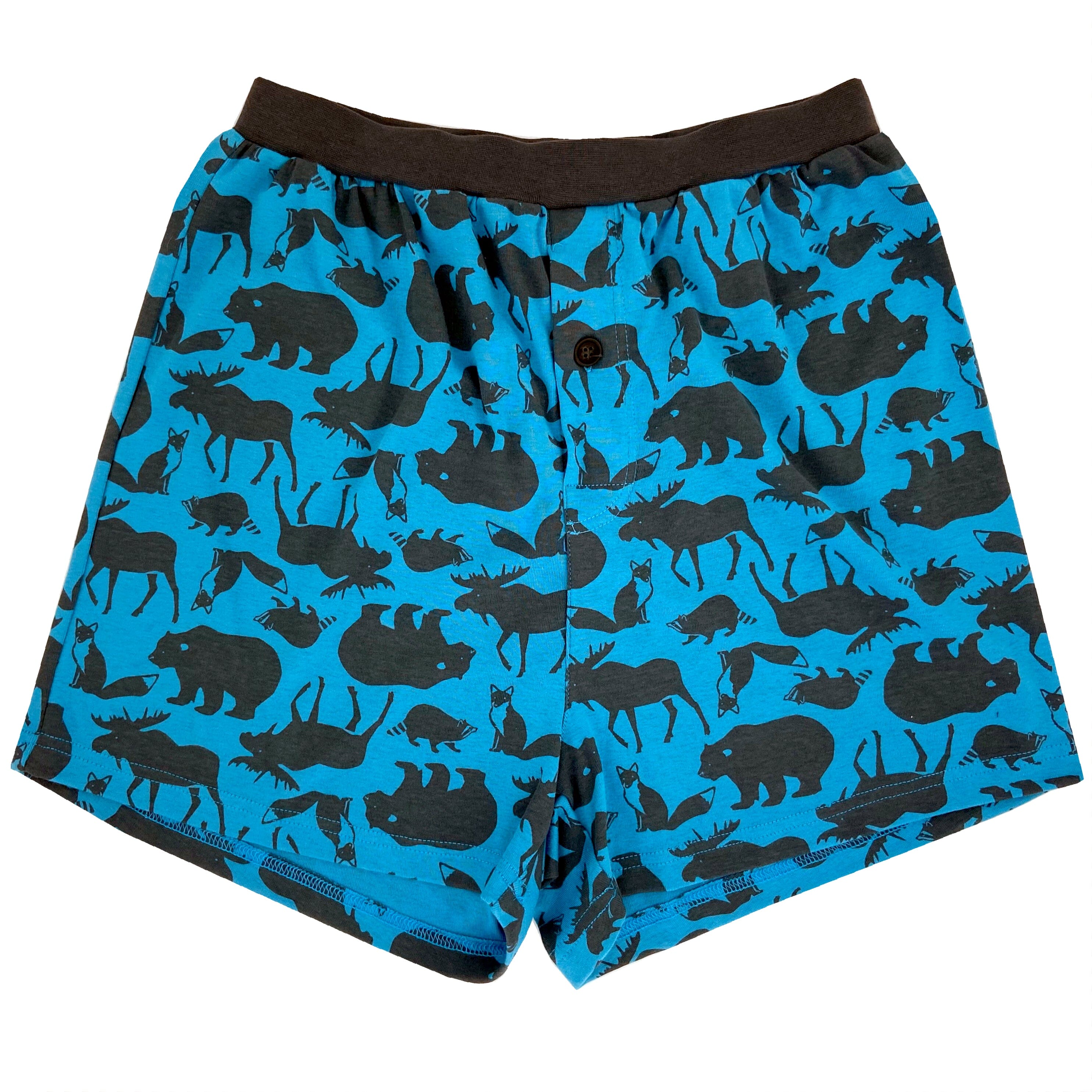 Men's Woodland Creatures Moose Patterned Soft Knit Boxer Pajama Shorts
