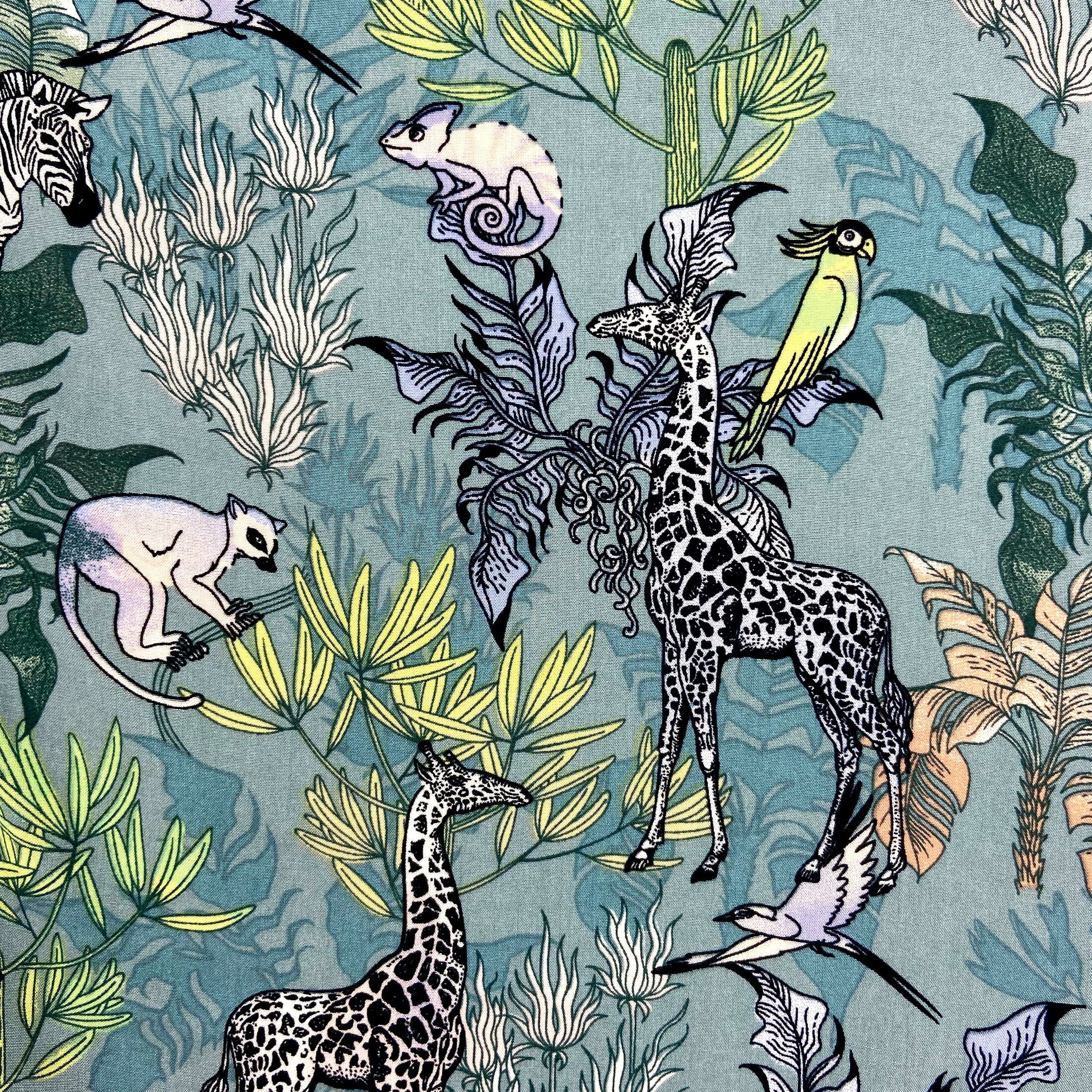 Men's Giraffe Lemur Chameleon All Over Print Hawaiian Aloha Shirt