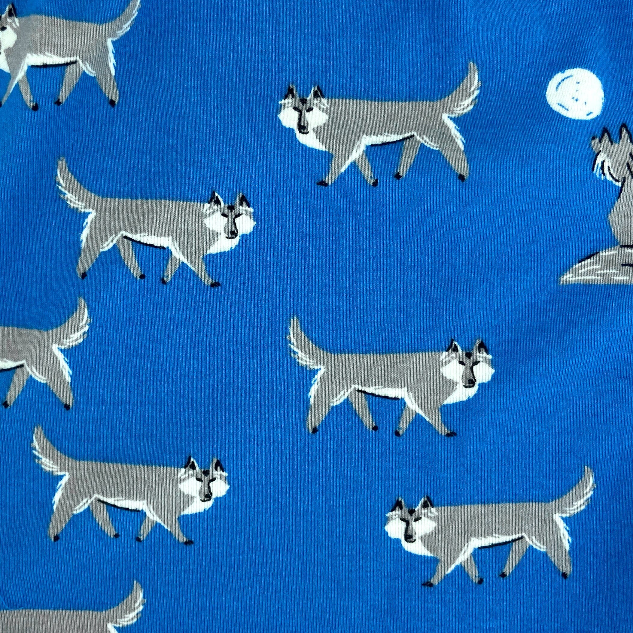 Men's Grey Wolves All Over Print Soft Cotton Knit Boxer Pajama Shorts
