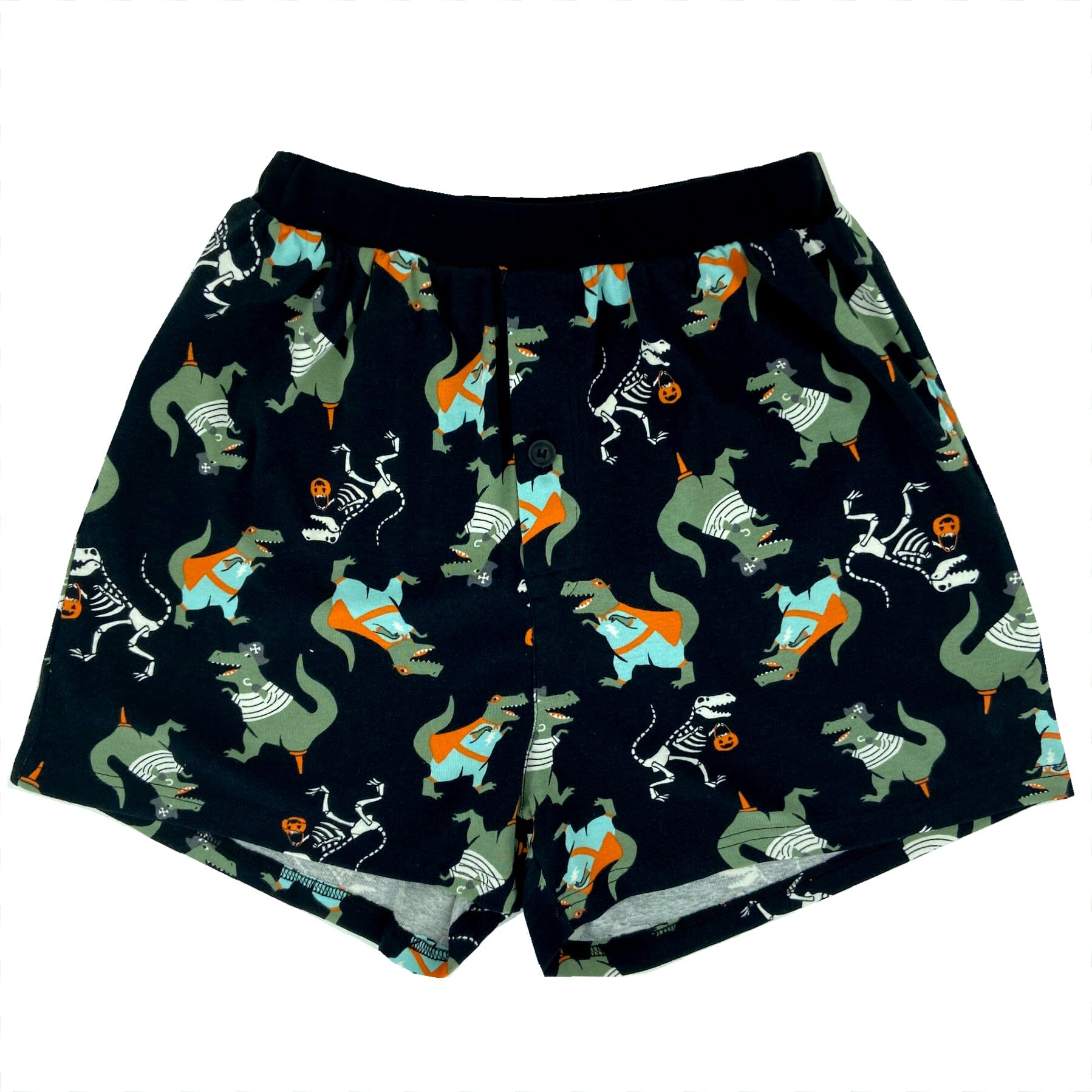 Men's Halloween Dinosaur Skeleton Cartoon Patterned Sleep PJs Shorts