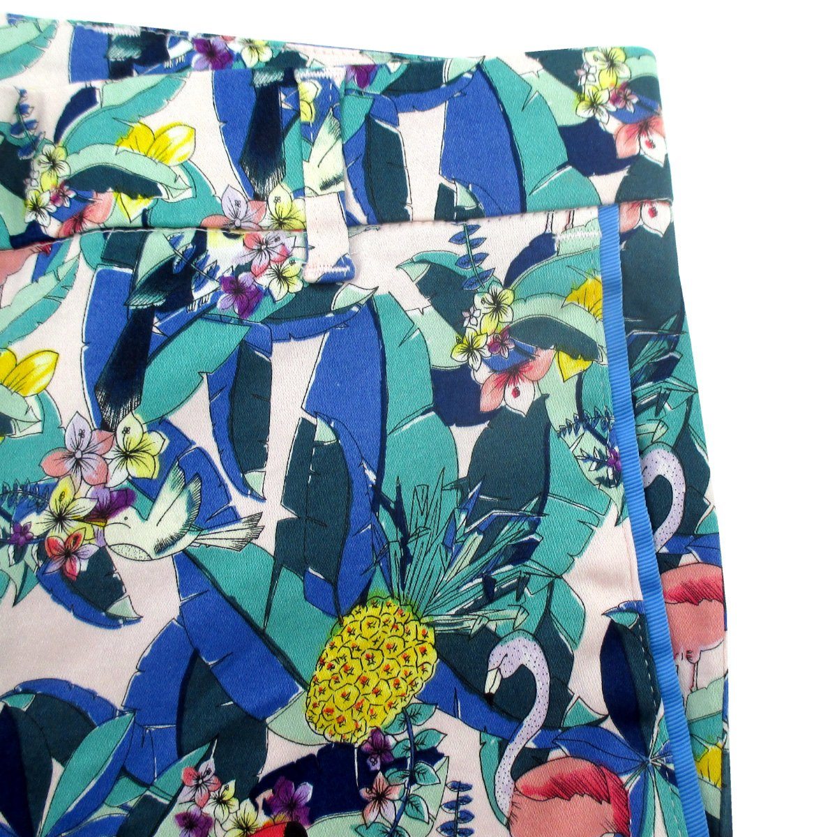 Bold Colorful Women's Casual Going Out Shorts in Loud Tropical Birds Toucan Flamingo Print