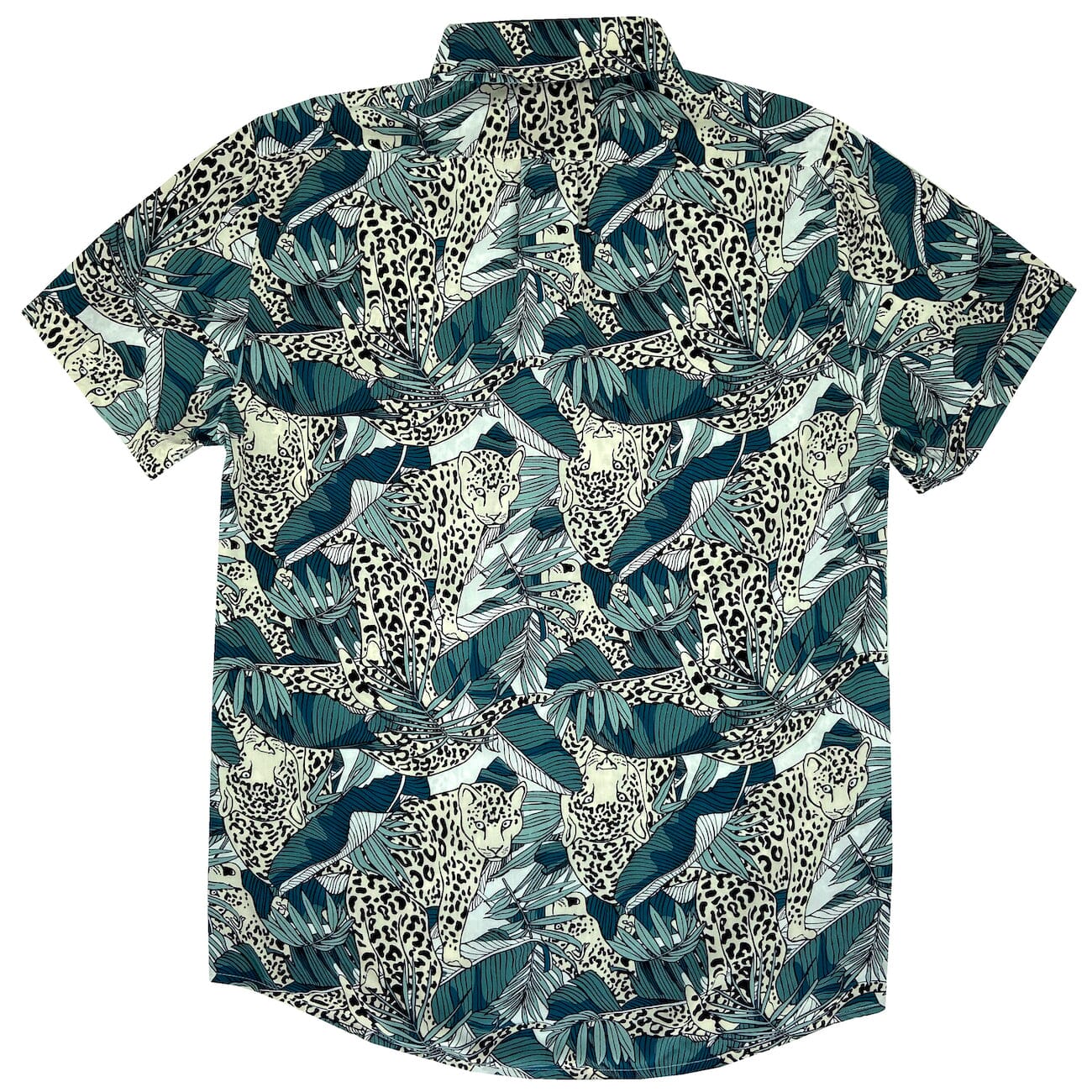 Men's Leopard All Over Print Soft Lightweight Button Down Aloha Shirt