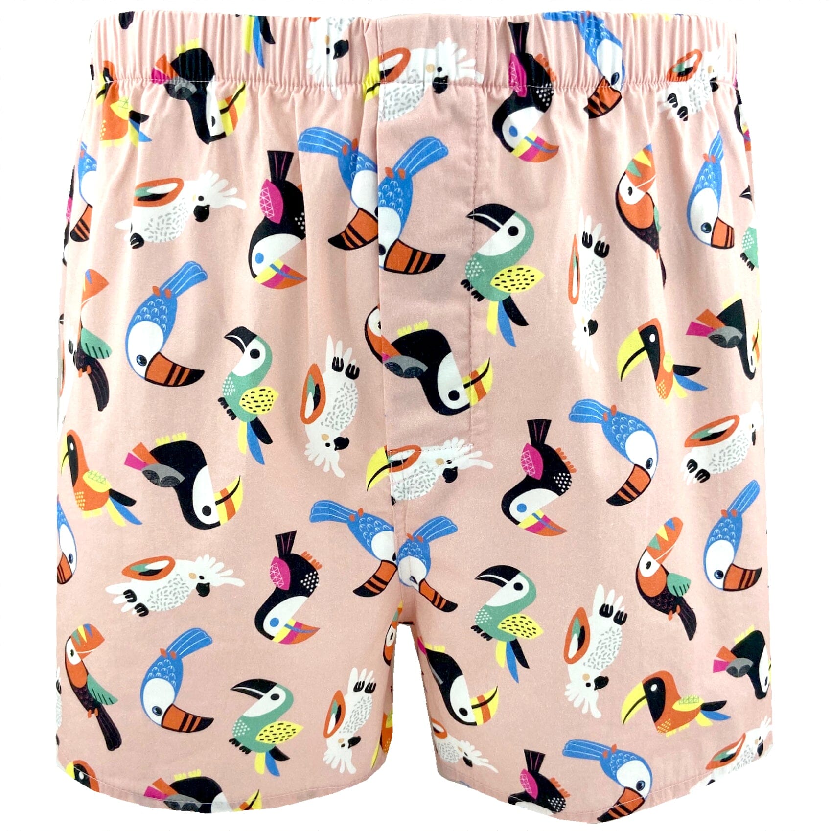 Men's Pink Tropical Bird Cockatoo Toucan Novelty Print Boxer Shorts