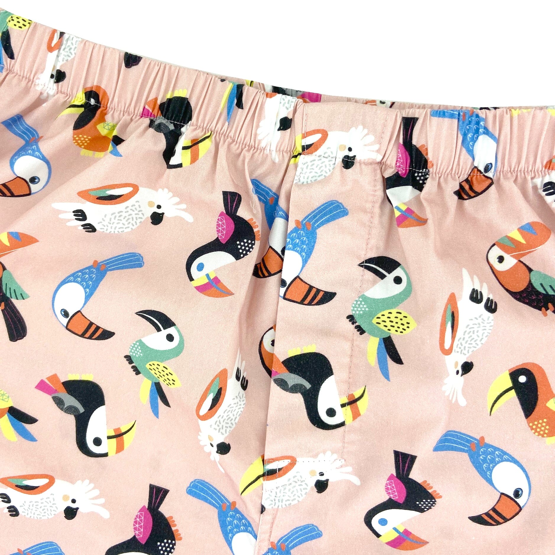 Men's Pink Tropical Bird Cockatoo Toucan Novelty Print Boxer Shorts