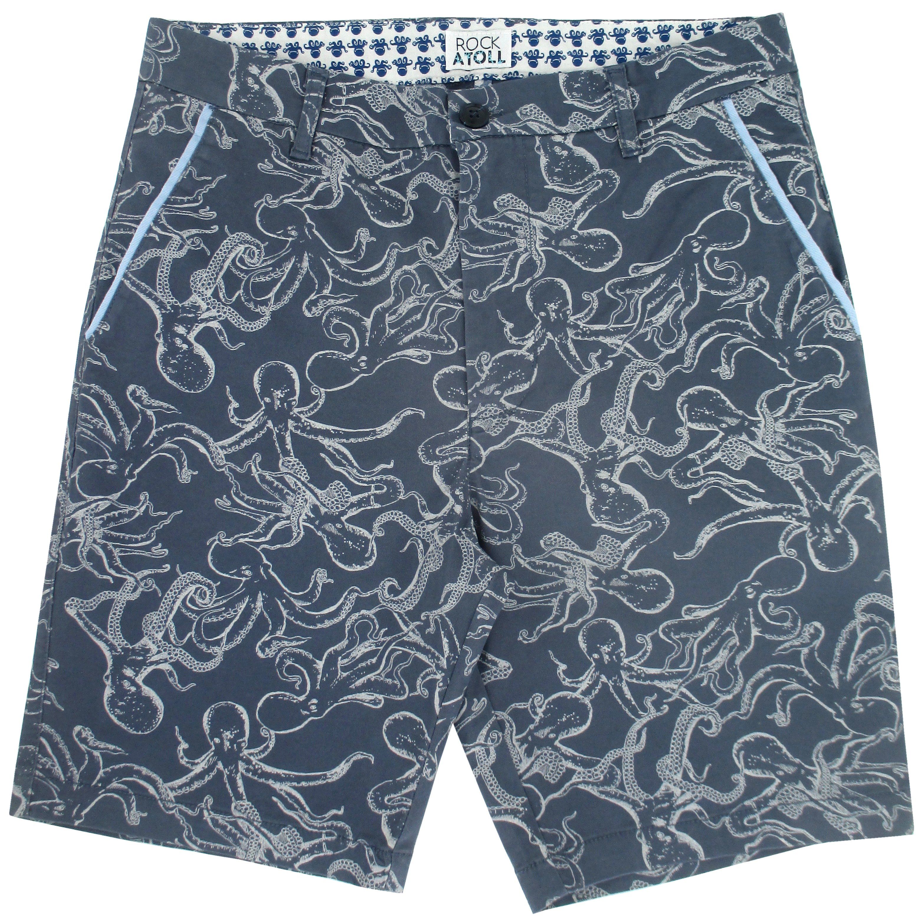 Rock Atoll Bold Octopus Patterned Bermuda Shorts Golf Shorts for Men