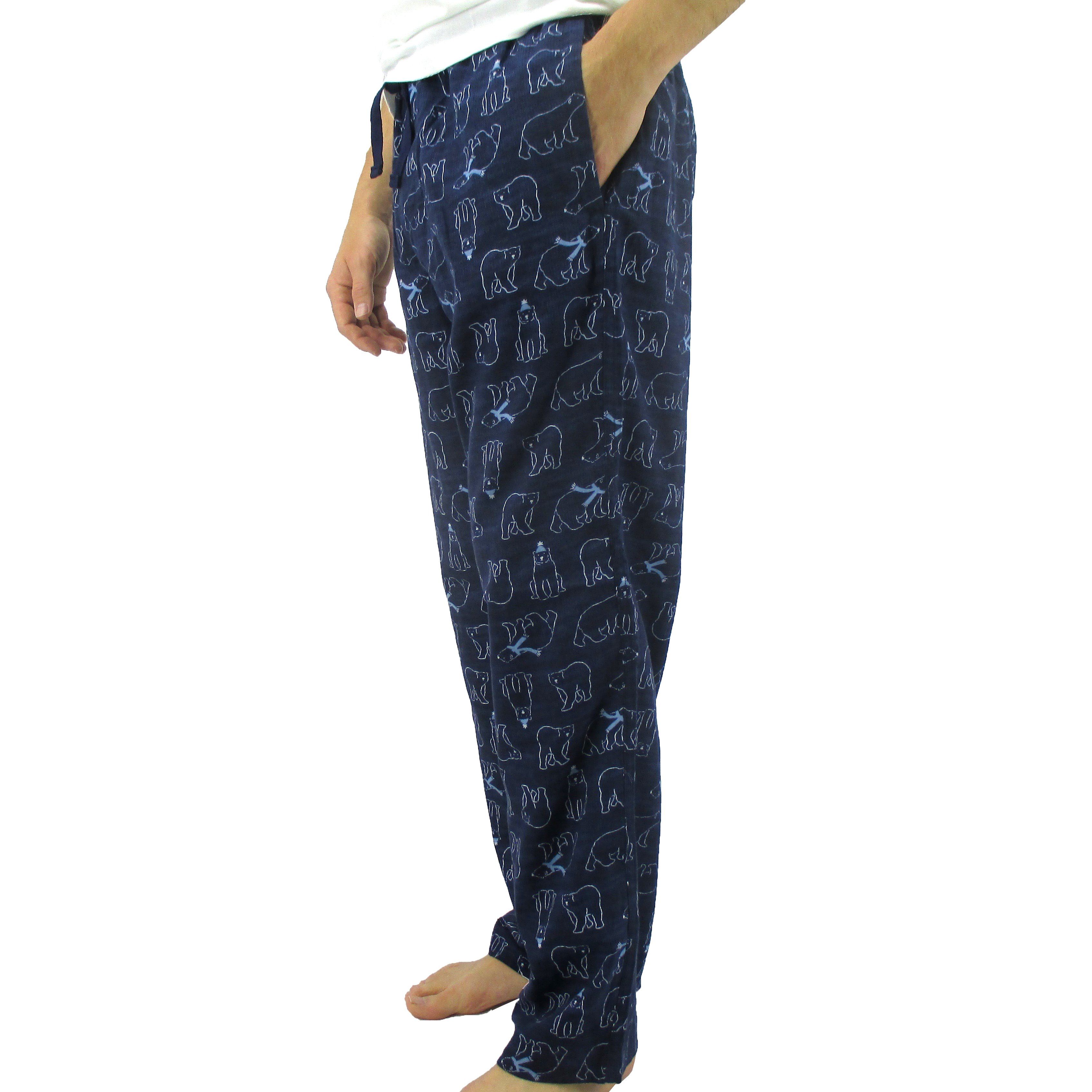 Long Flannel Pants with Polar Bear Pattern. Gifts for Men